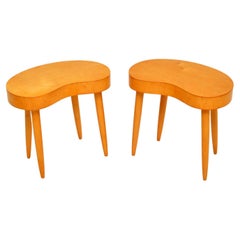 1950s Pair of Vintage Kidney Shaped Side Tables