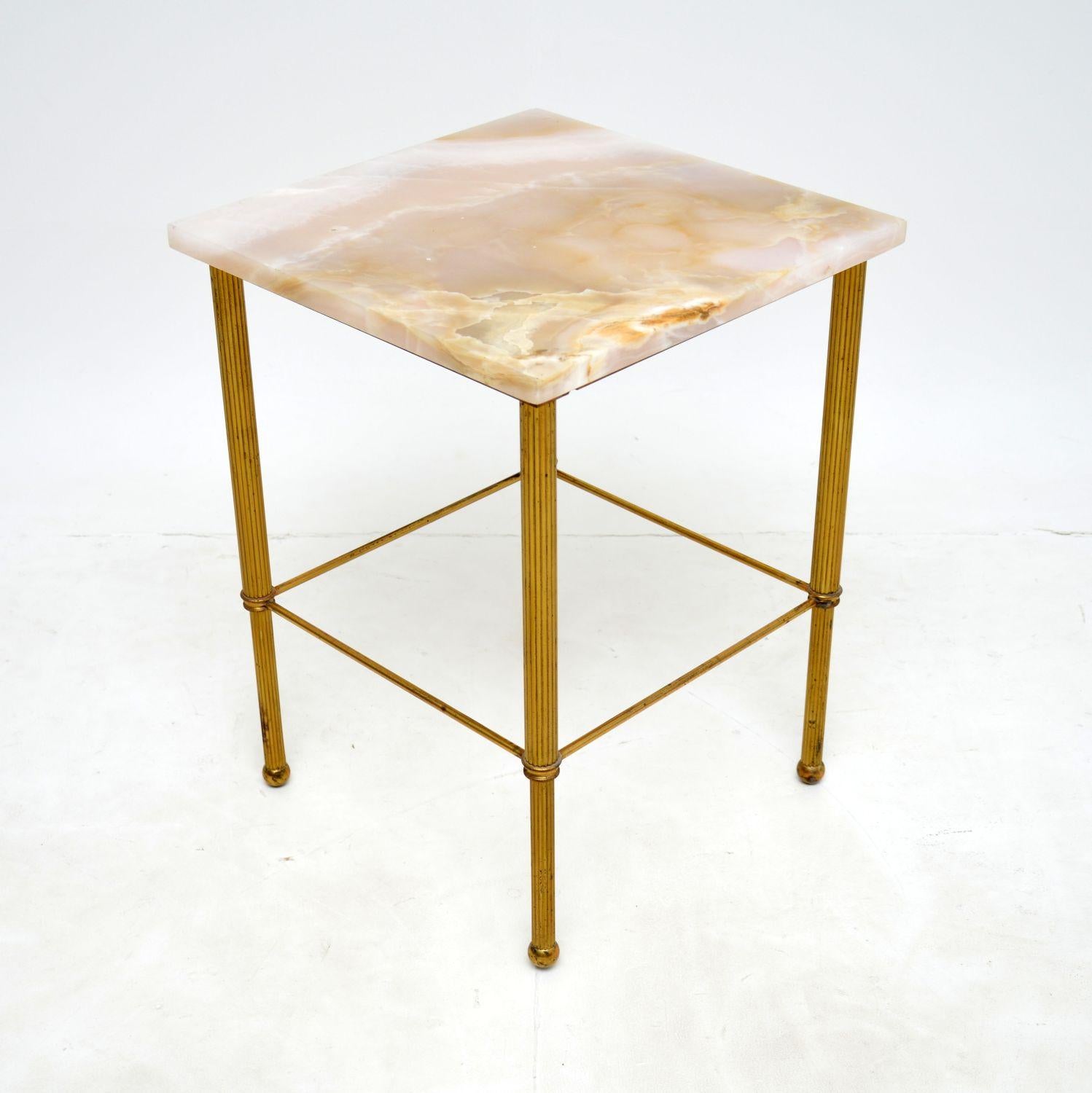 1950's Pair of Vintage Marble & Brass Side Tables In Good Condition In London, GB