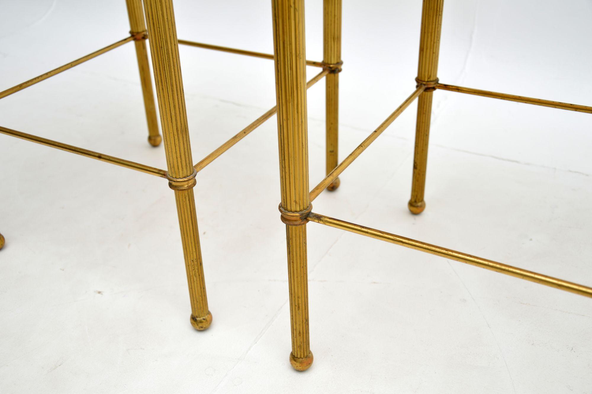 1950's Pair of Vintage Marble & Brass Side Tables 3