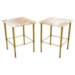 1950's Pair of Vintage Marble & Brass Side Tables