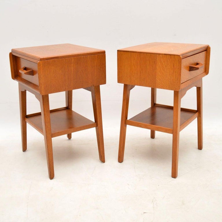 1950s Pair of Vintage Oak Bedside Tables at 1stDibs