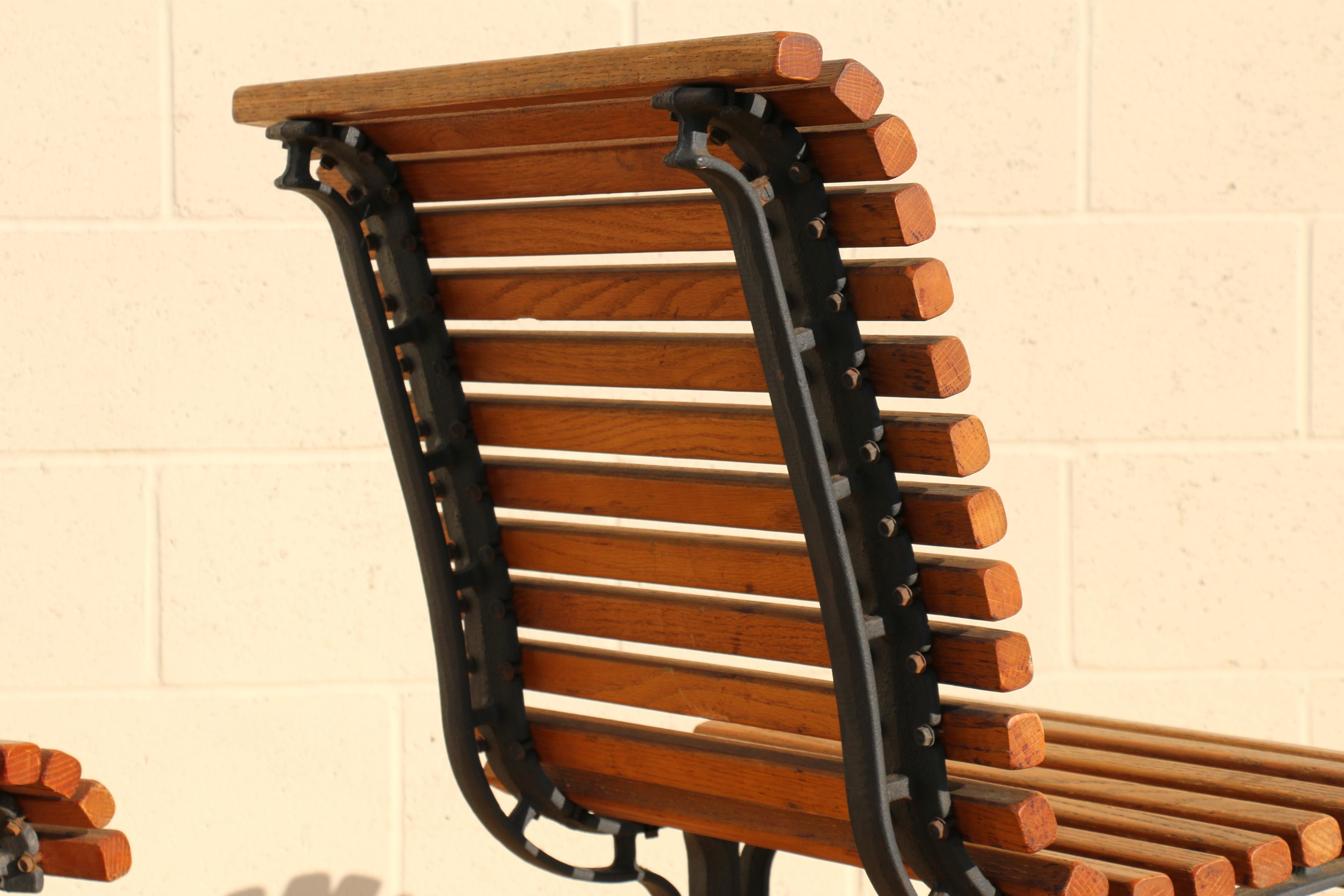 1950’s Pair of Vintage Slatted Oak Benches by Falcon For Sale 3