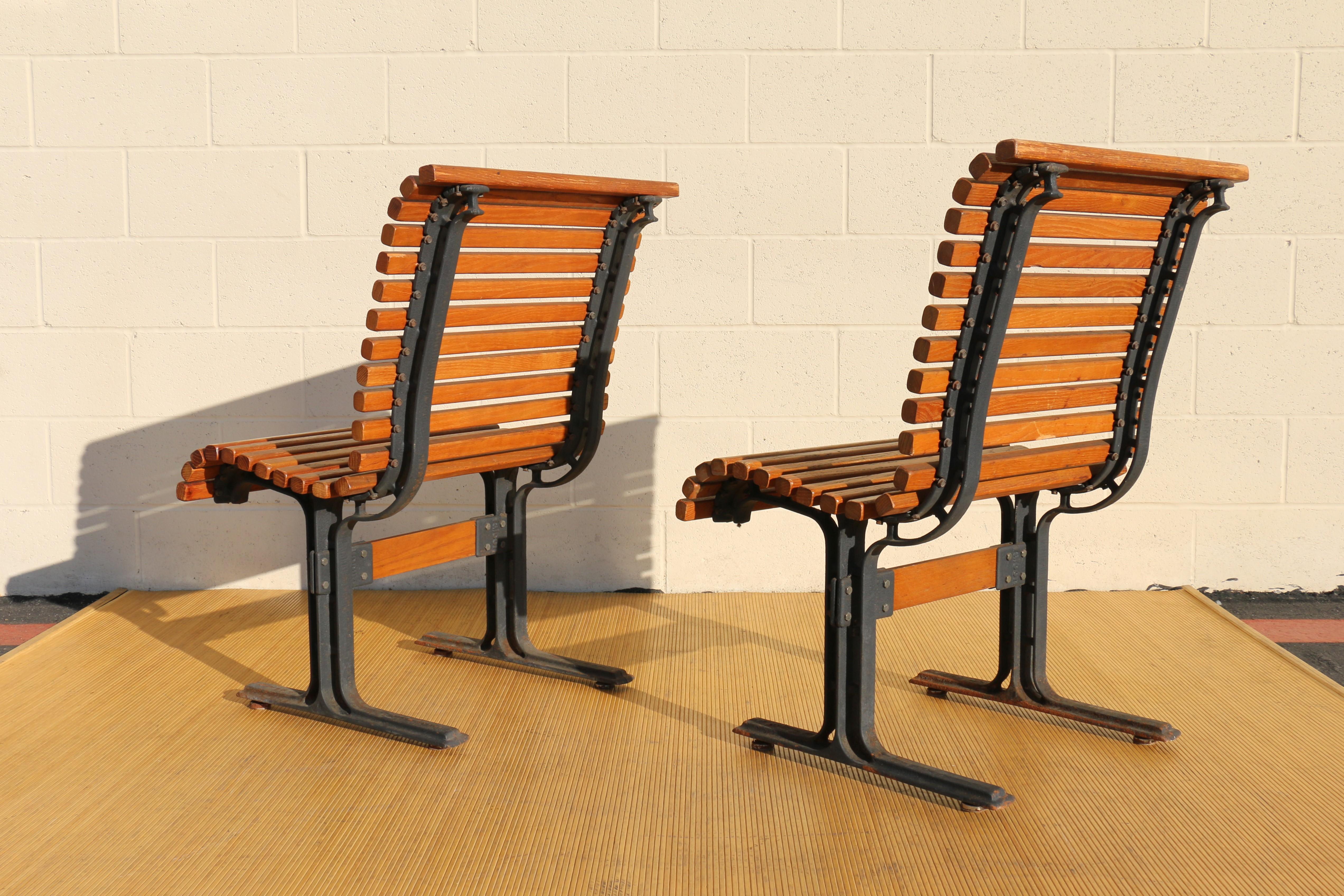Mid-20th Century 1950’s Pair of Vintage Slatted Oak Benches by Falcon For Sale
