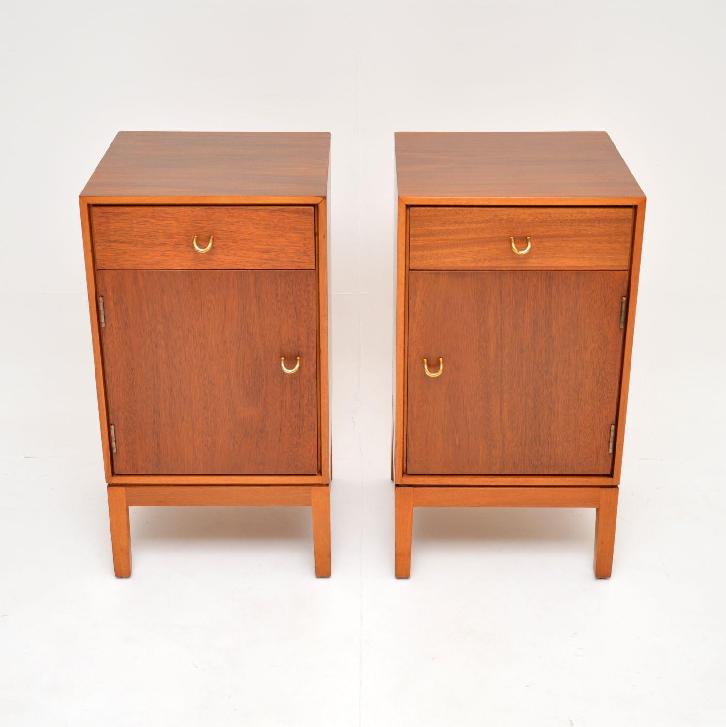 A very rare and stylish pair of vintage bedside cabinets by John & Sylvia Reid for Stag. They were made in England, they date from the 1950-60’s. The quality is outstanding.

We have recently had these stripped and re-polished to a very high