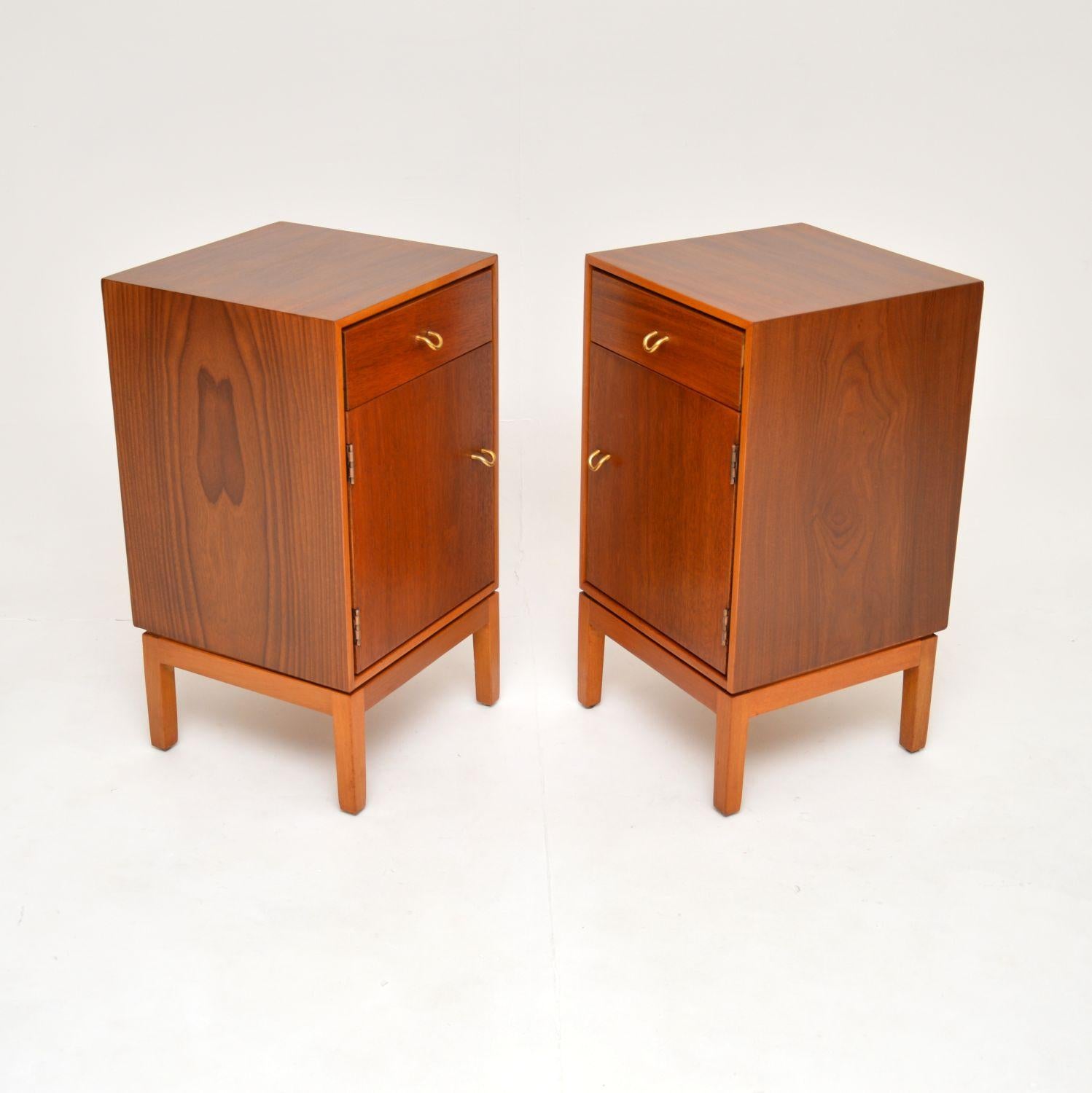 Mid-Century Modern 1950’s Pair of Vintage Walnut Bedside Cabinets by Stag