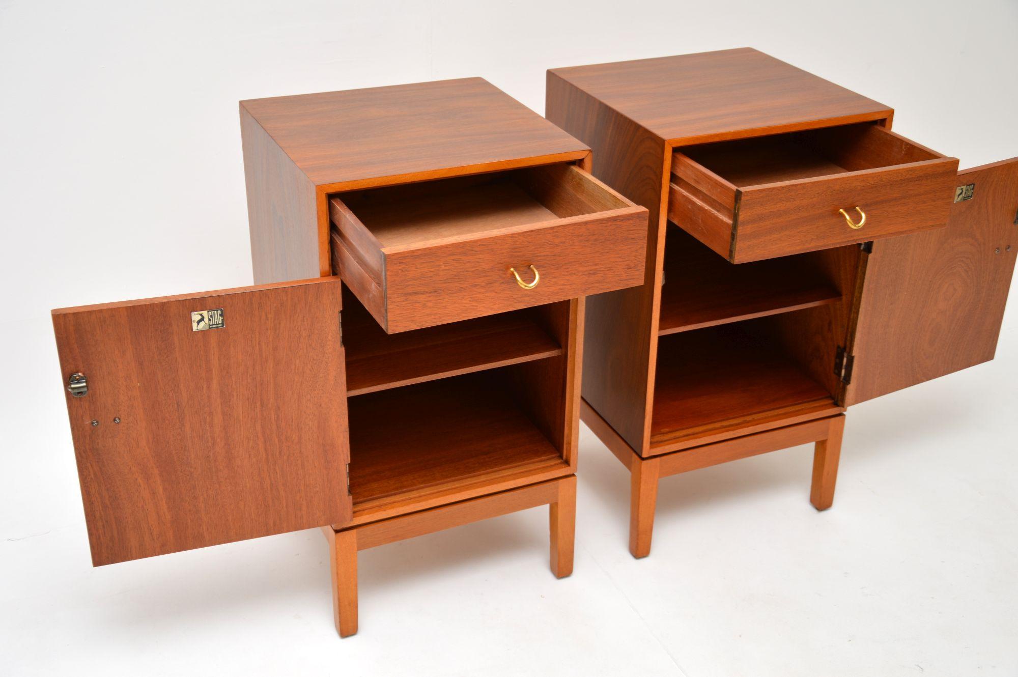 Mid-20th Century 1950’s Pair of Vintage Walnut Bedside Cabinets by Stag