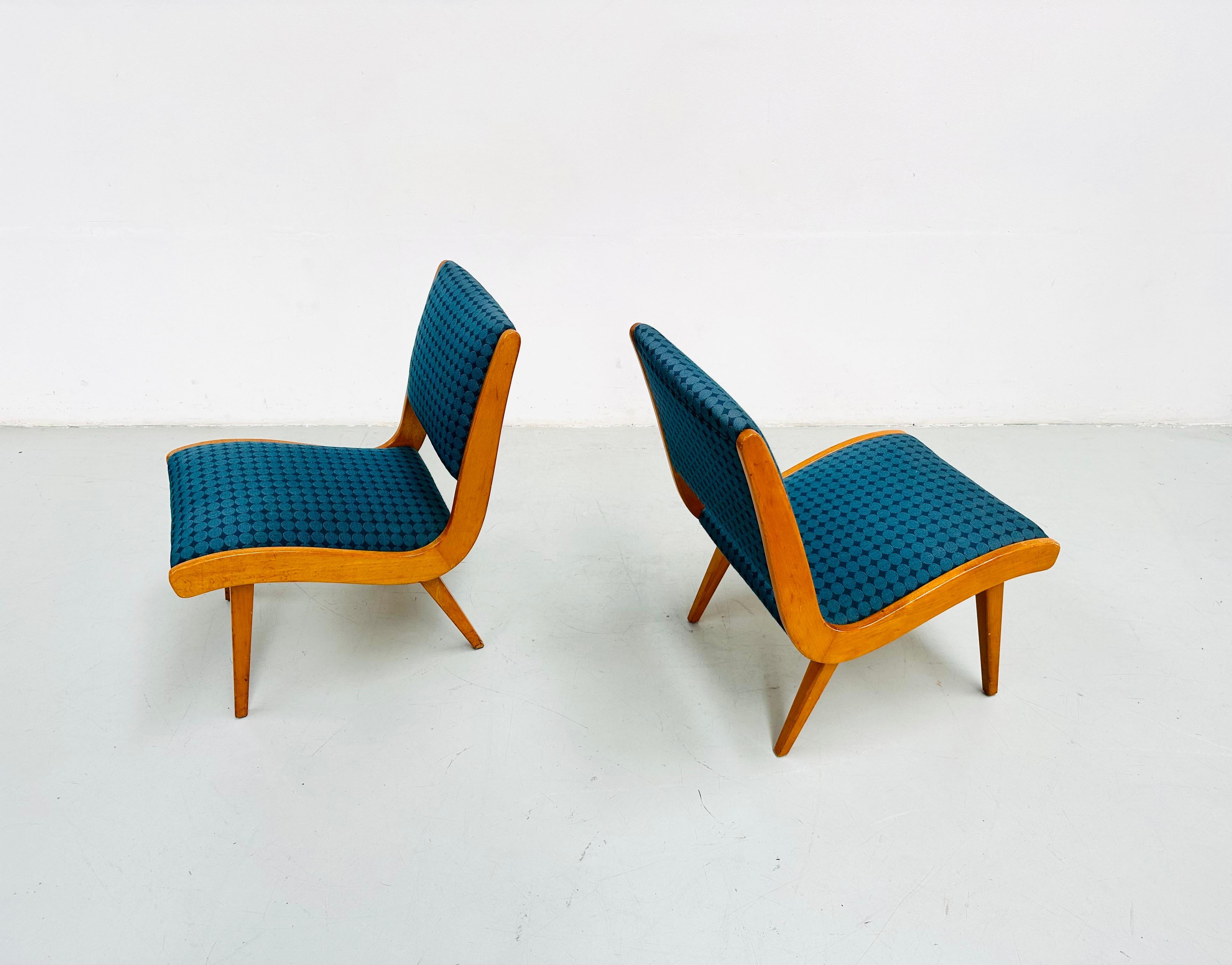 1950s Rare Set Vostra Chairs Numbered & Original Fabric by Jens Risom for Knoll. For Sale 9