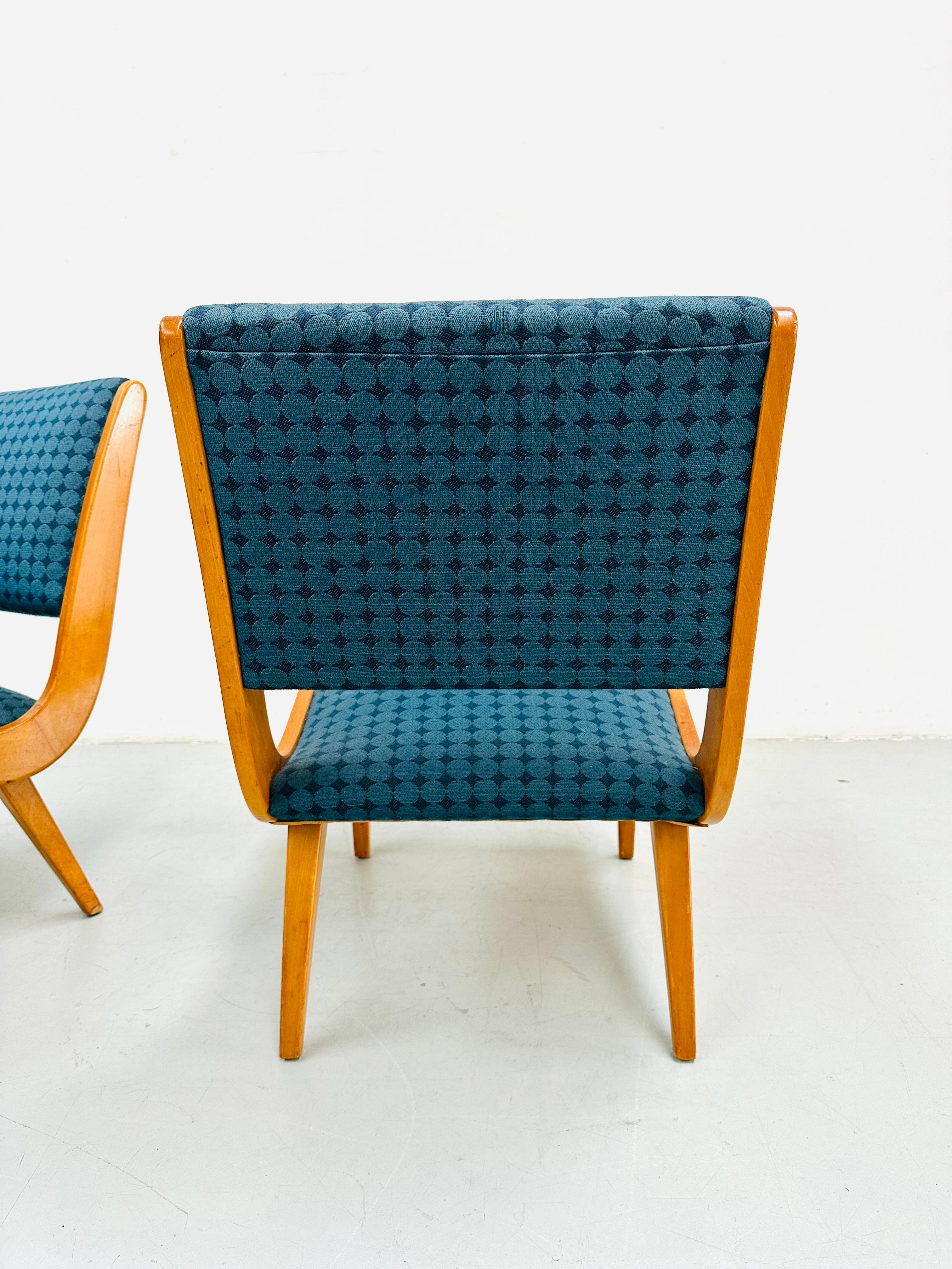 1950s Rare Set Vostra Chairs Numbered & Original Fabric by Jens Risom for Knoll. For Sale 11