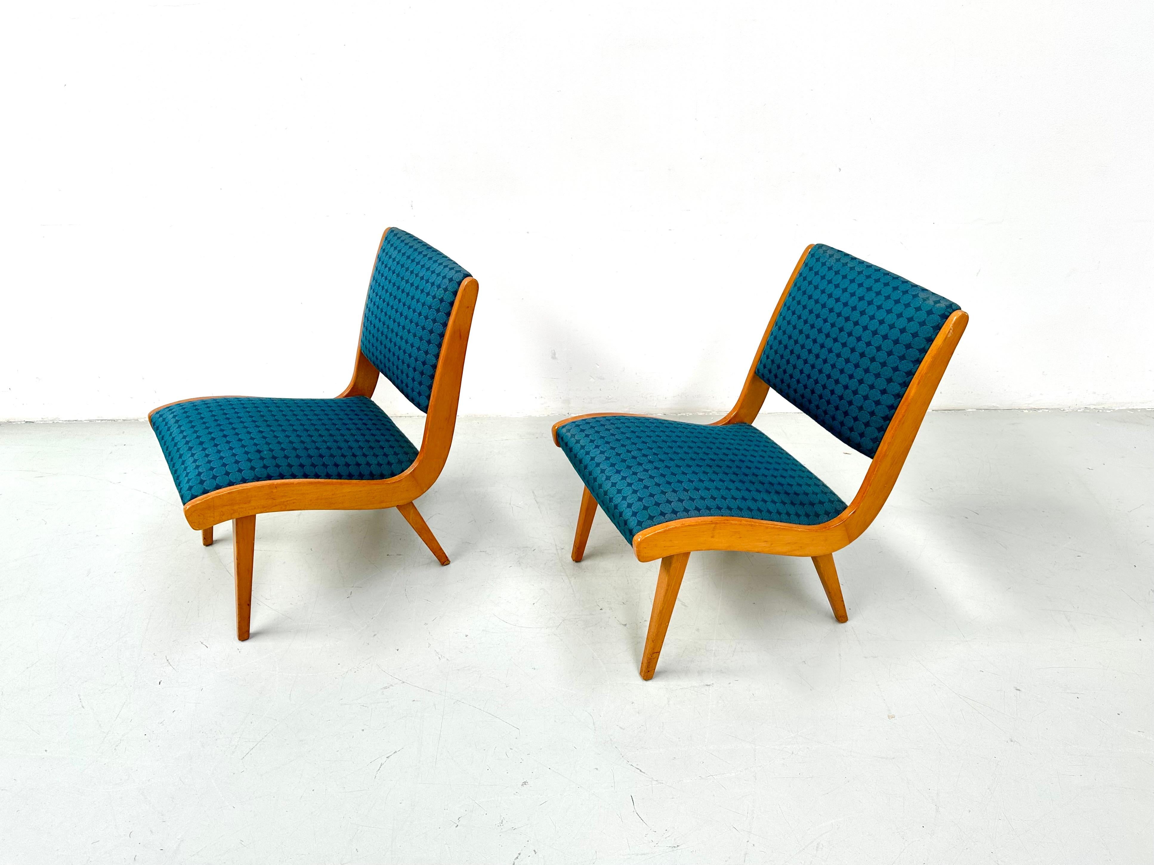 1950s Rare Set Vostra Chairs Numbered & Original Fabric by Jens Risom for Knoll. For Sale 14