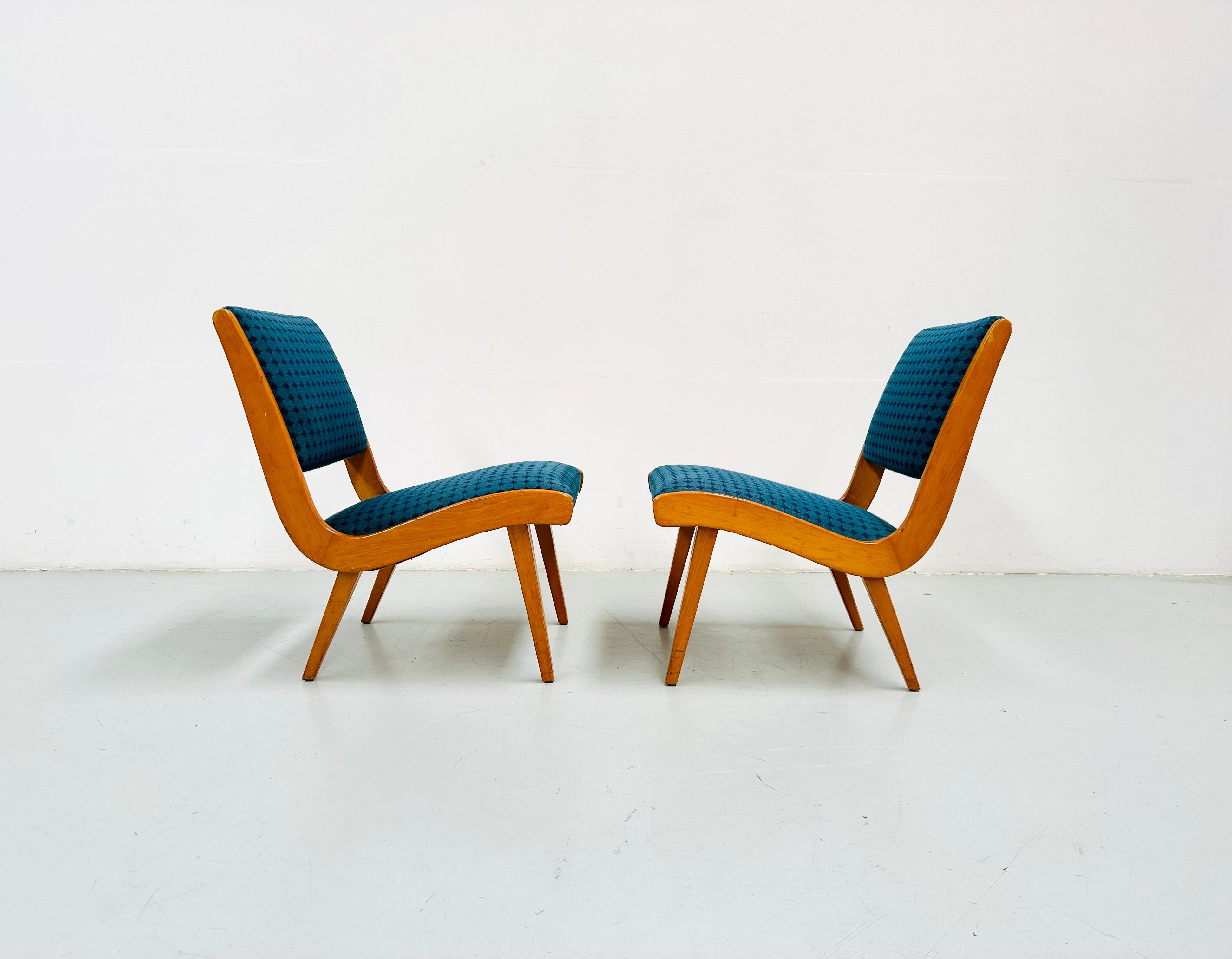Mid-Century Modern 1950s Rare Set Vostra Chairs Numbered & Original Fabric by Jens Risom for Knoll. en vente