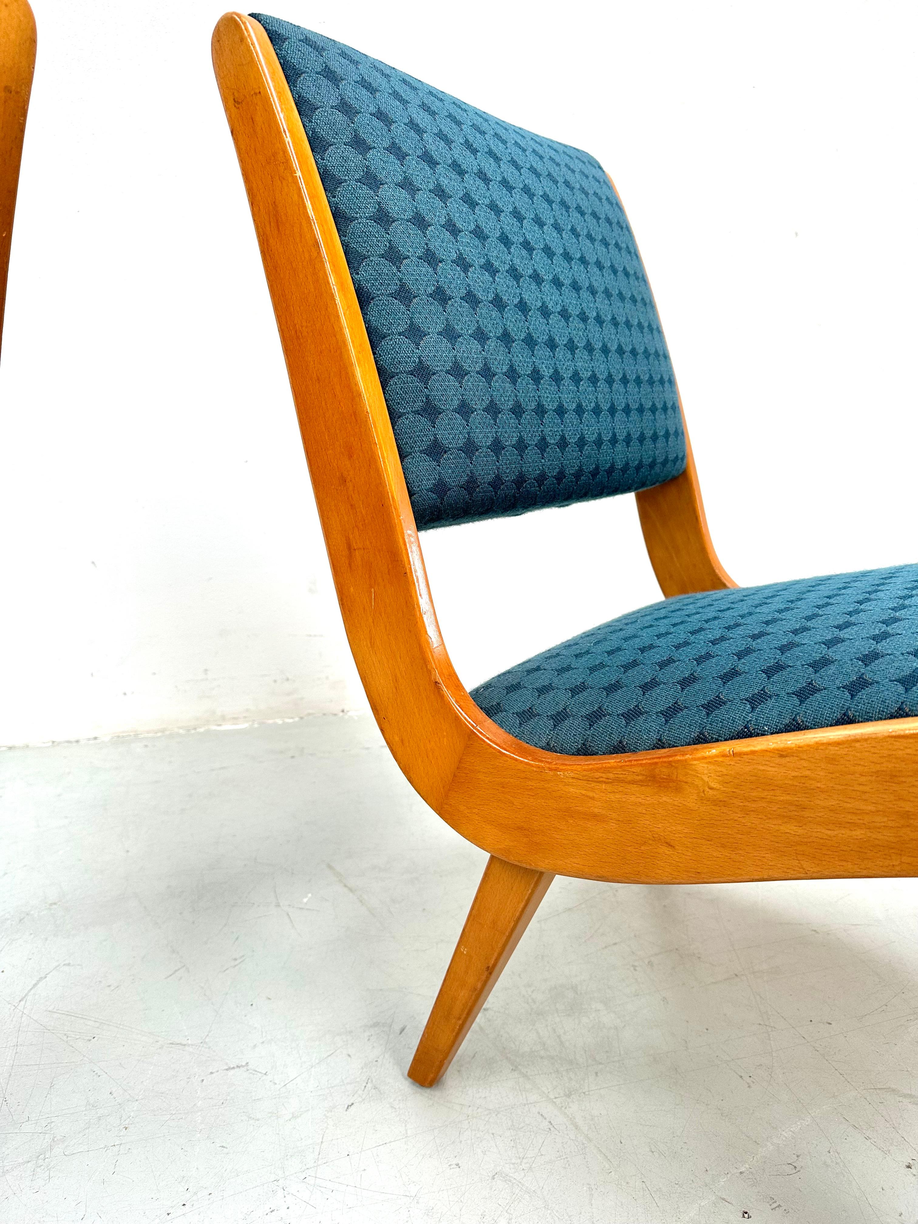 1950s Rare Set Vostra Chairs Numbered & Original Fabric by Jens Risom for Knoll. For Sale 1