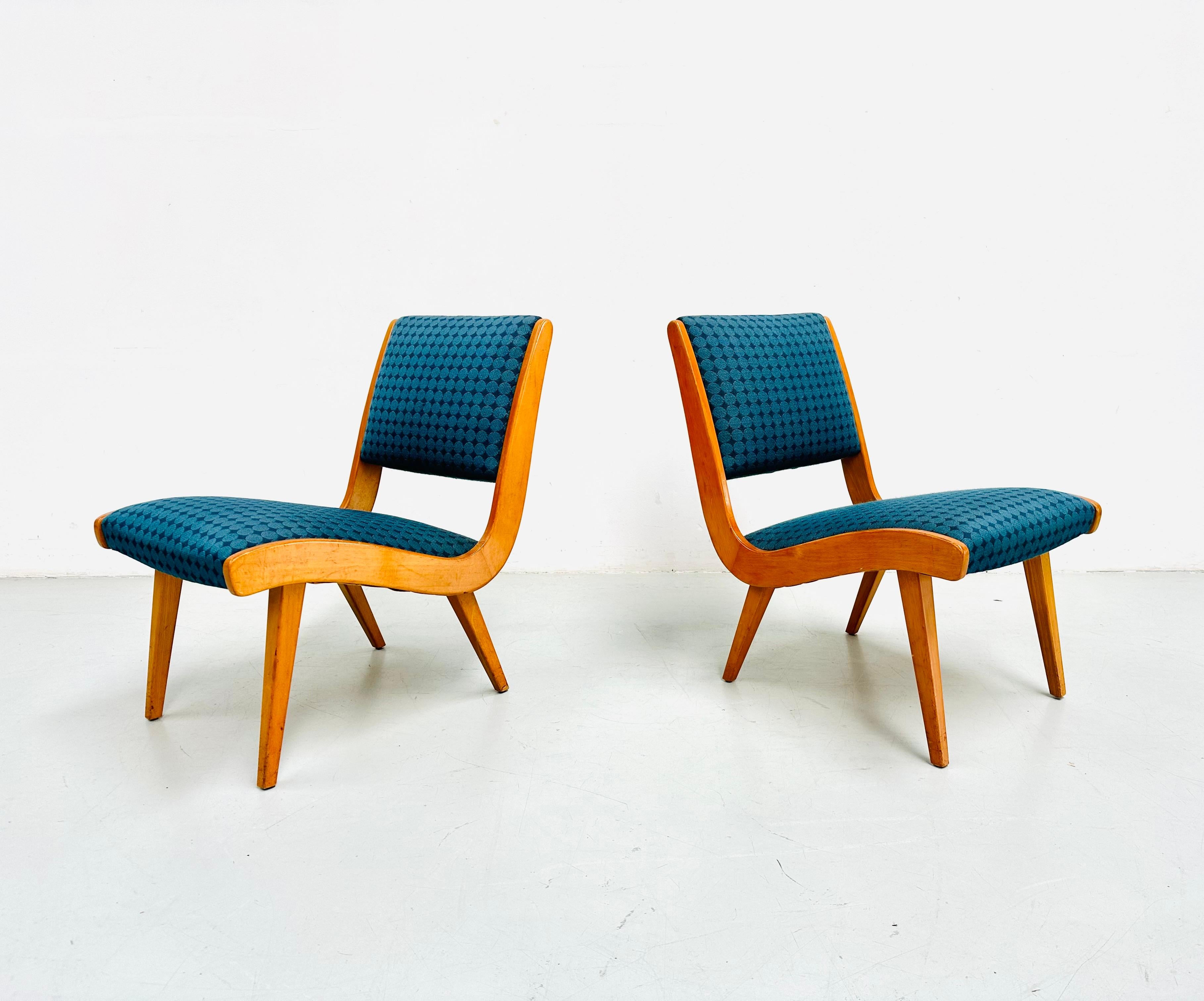 1950s Rare Set Vostra Chairs Numbered & Original Fabric by Jens Risom for Knoll. For Sale 2