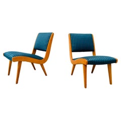 1950s Rare Set Vostra Chairs Numbered & Original Fabric by Jens Risom for Knoll.