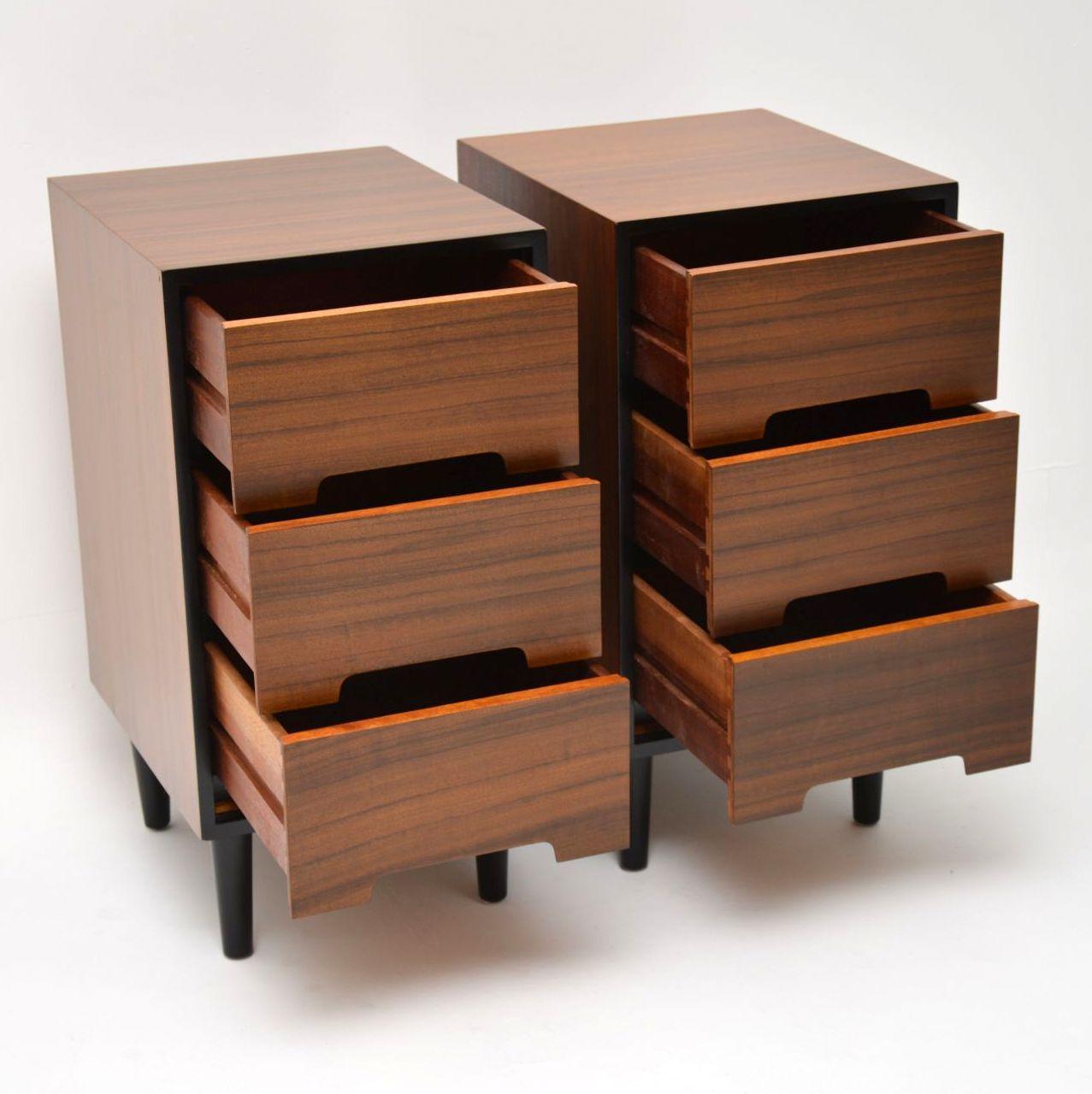 Mid-Century Modern 1950s Pair of Walnut Bedside Chests by John & Sylvia Reid for Stag