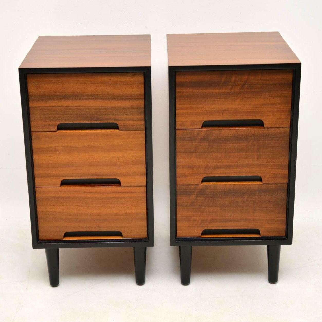 Mid-Century Modern 1950s Pair of Walnut Bedside Chests by John & Sylvia Reid for Stag