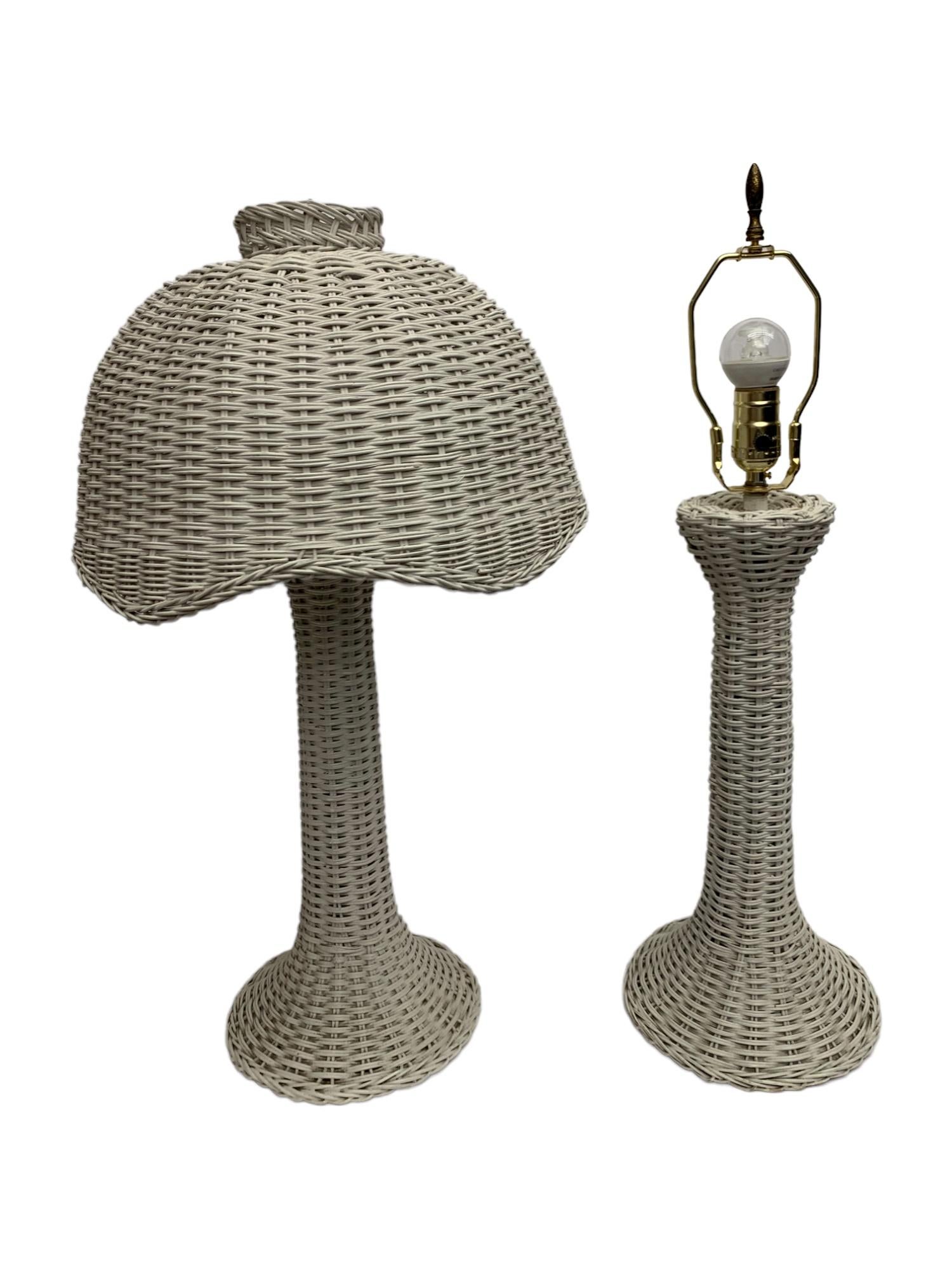 American 1950s Pair of Wicker Lamps