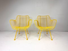 1950s Pair of Yellow "Sculptura" Collection Chairs by Russell Woodard