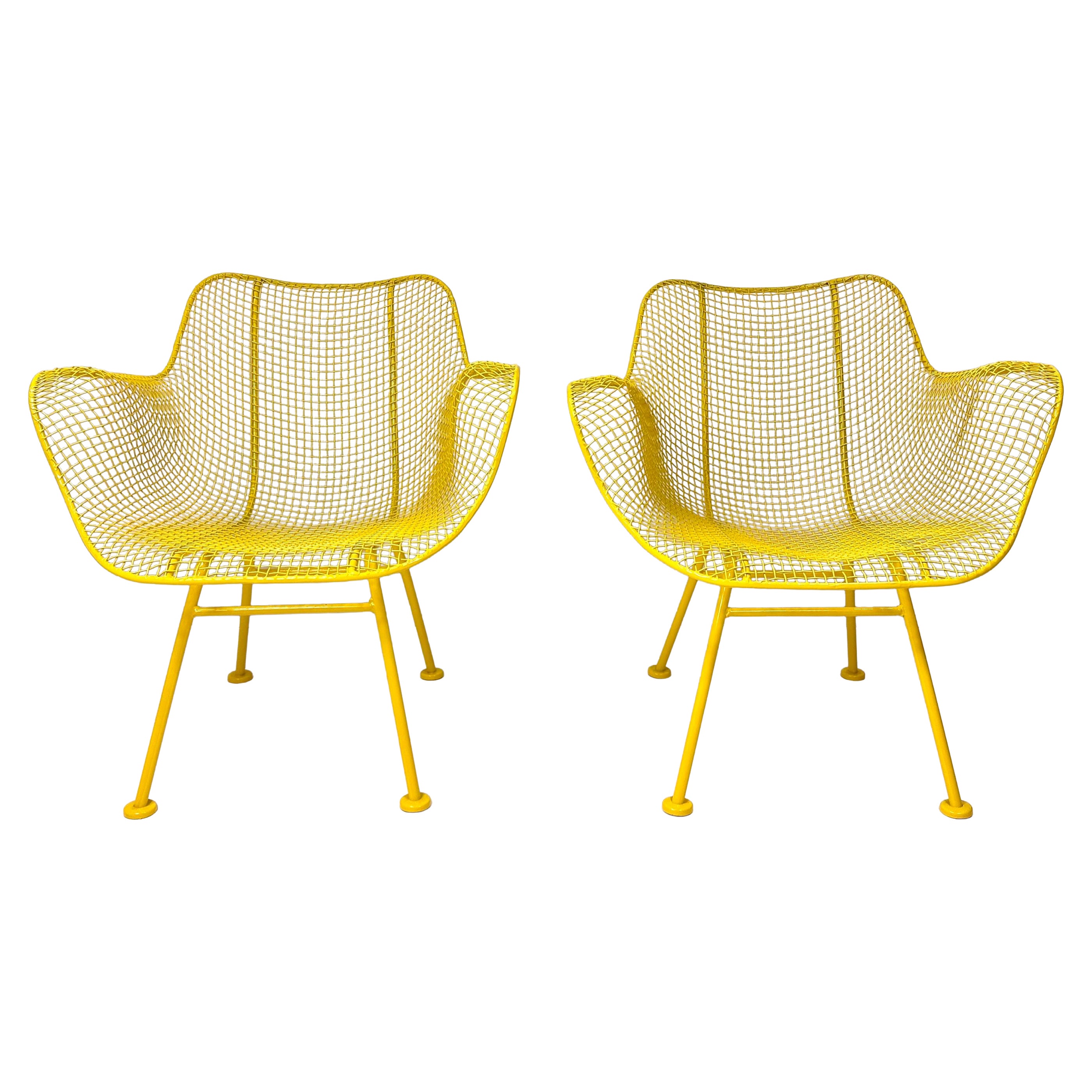 1950s Pair of Yellow "Sculptura" Collection Chairs by Russell Woodard