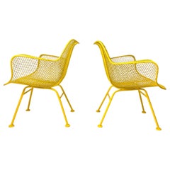 1950s Pair of Yellow "Sculptura" Collection Chairs by Russell Woodard