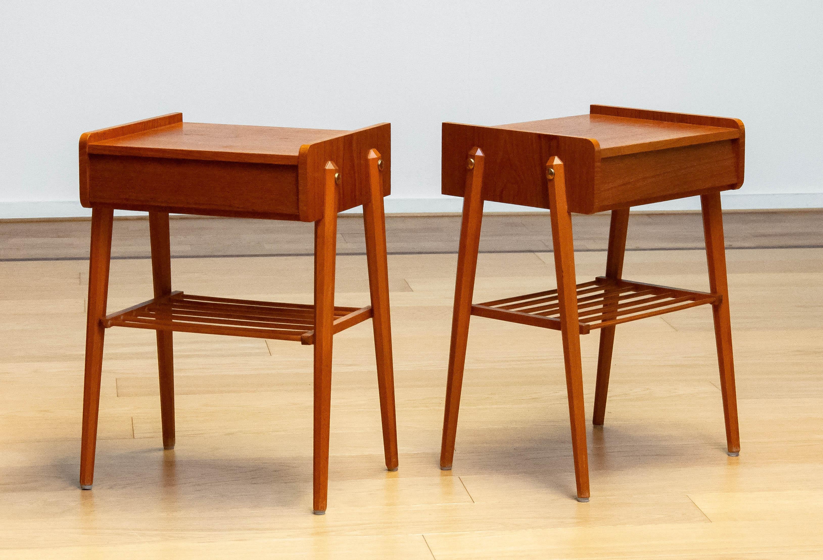 1950s Pair Swedish Night Stands / Bed side Tables By AB Bjärni Made Of Teak 4