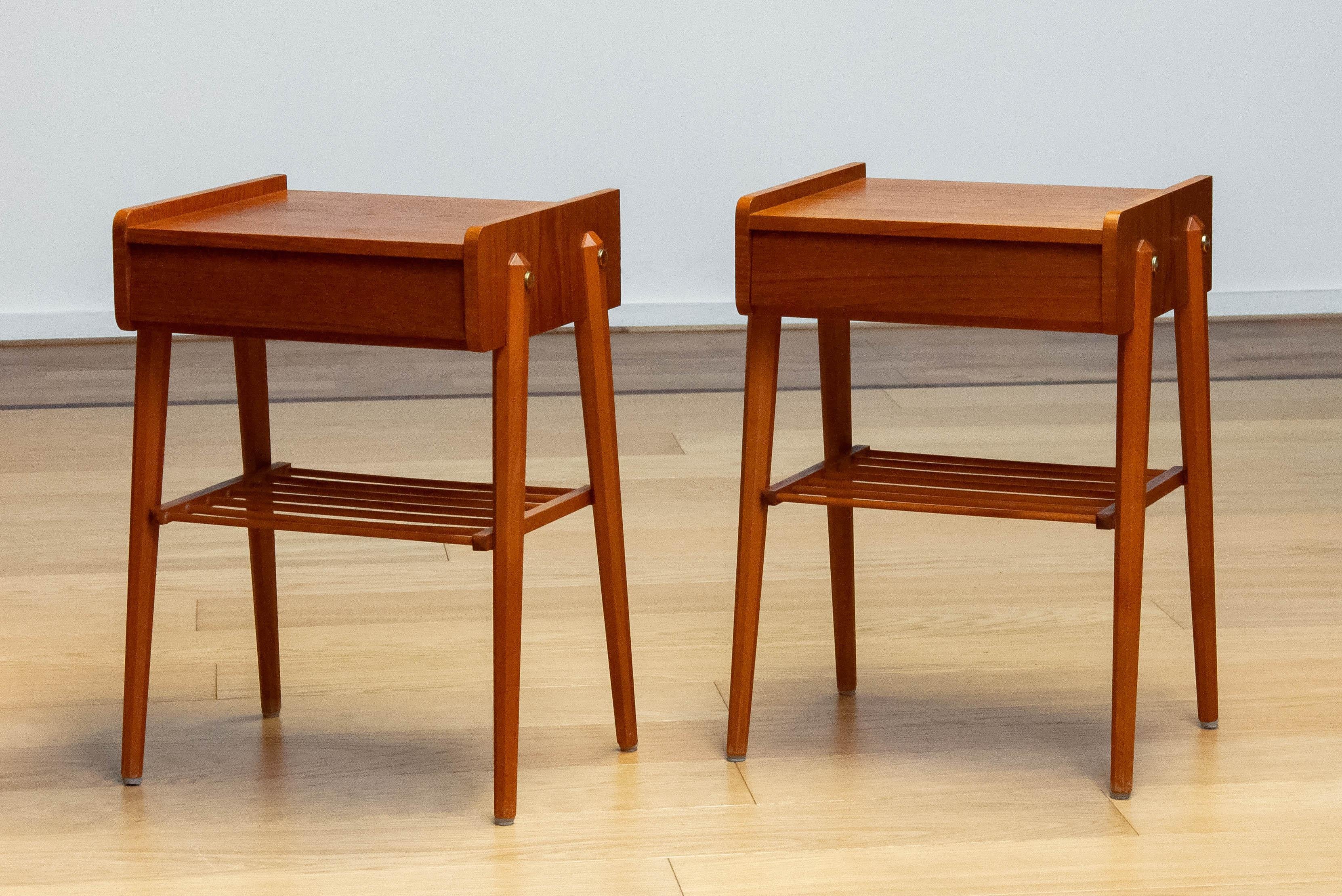 1950s Pair Swedish Night Stands / Bed side Tables By AB Bjärni Made Of Teak 6