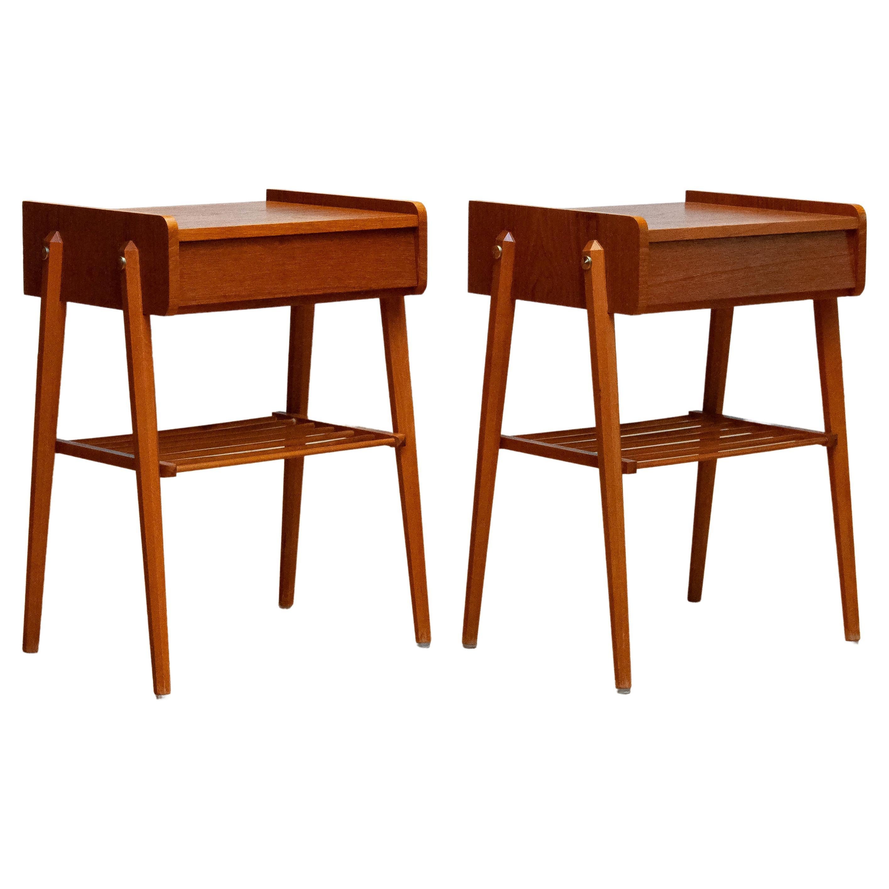 1950s Pair Swedish Night Stands / Bed side Tables By AB Bjärni Made Of Teak