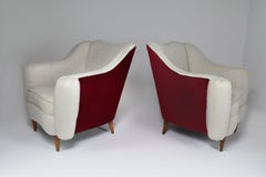 Pair of Mid-Century Modern Italian Bicolour Armchairs, Attributed to Gio Ponti