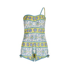 1950s Paisley One-Strap Cotton Swimsuit