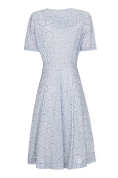 1950s Pale Blue Embroidered Cotton Dress