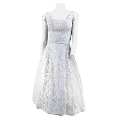1950s Pale Blue Lace Cocktail Dress