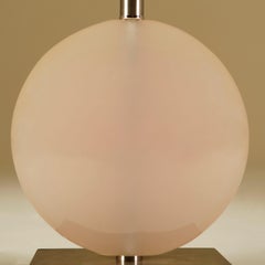 1950s pale pink Lucite lamp with chrome base