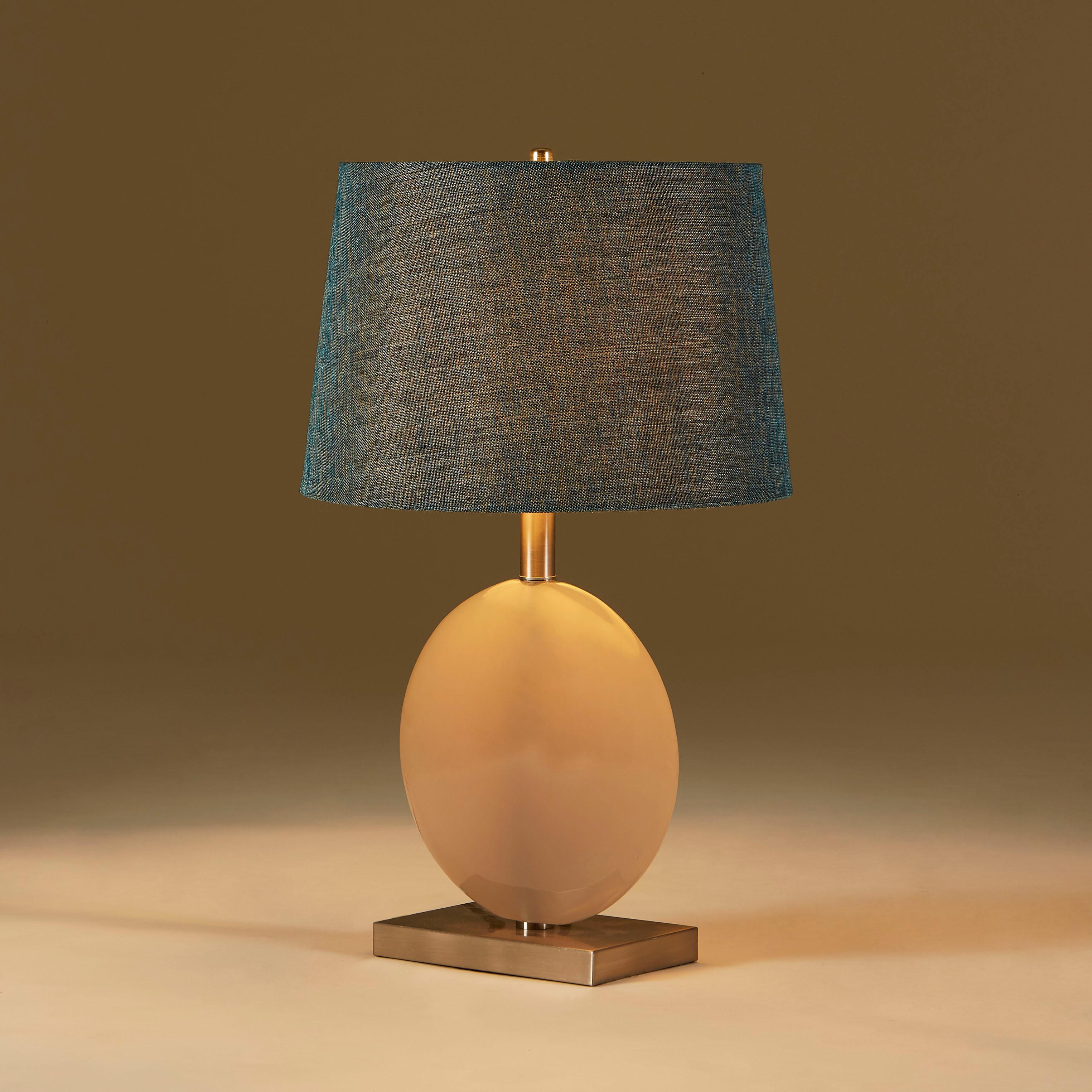 Mid-20th Century 1950s pale pink Lucite disk lamp with chrome base For Sale