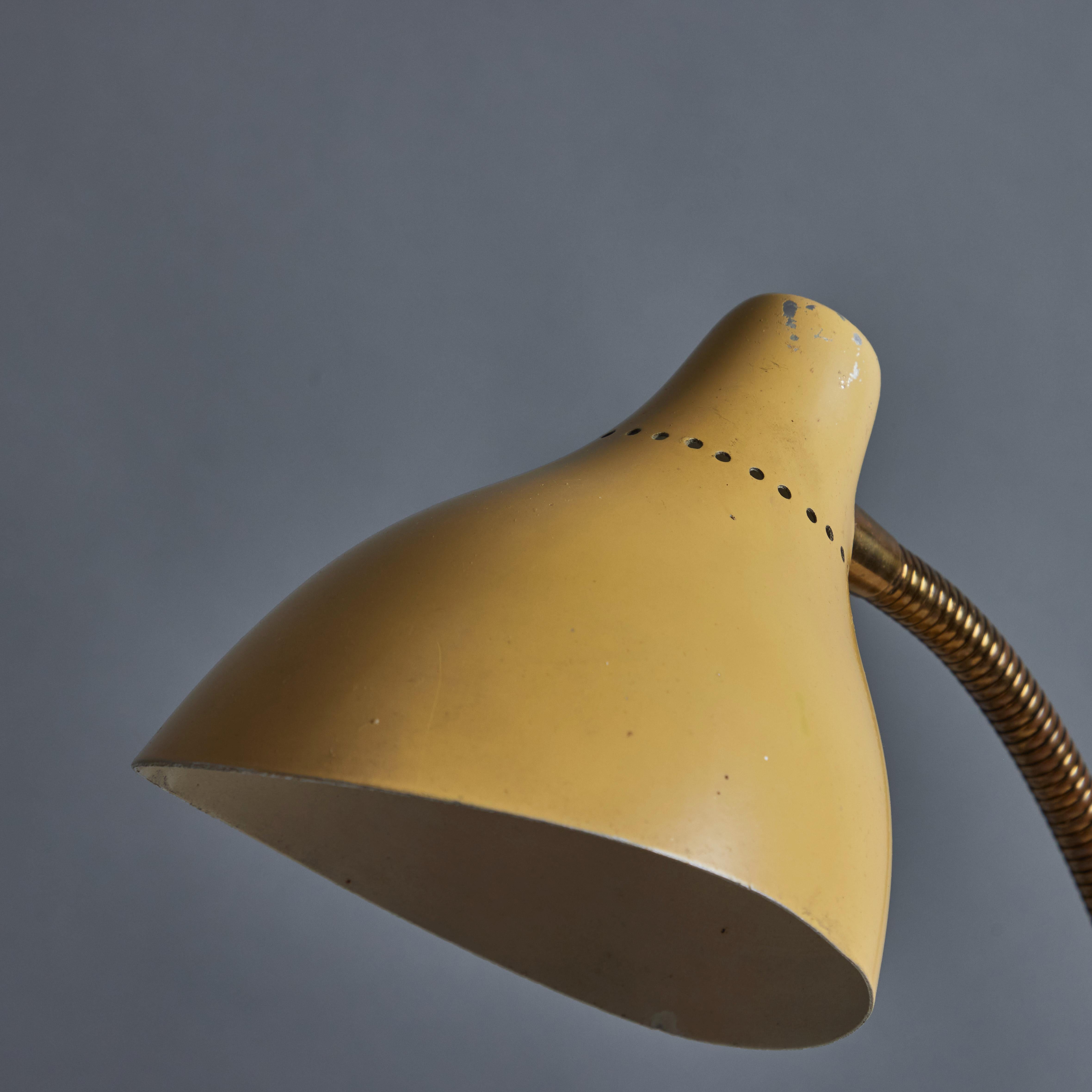 1950s Perforated Painted Metal & Brass Table Lamp Attributed to Stilnovo For Sale 3
