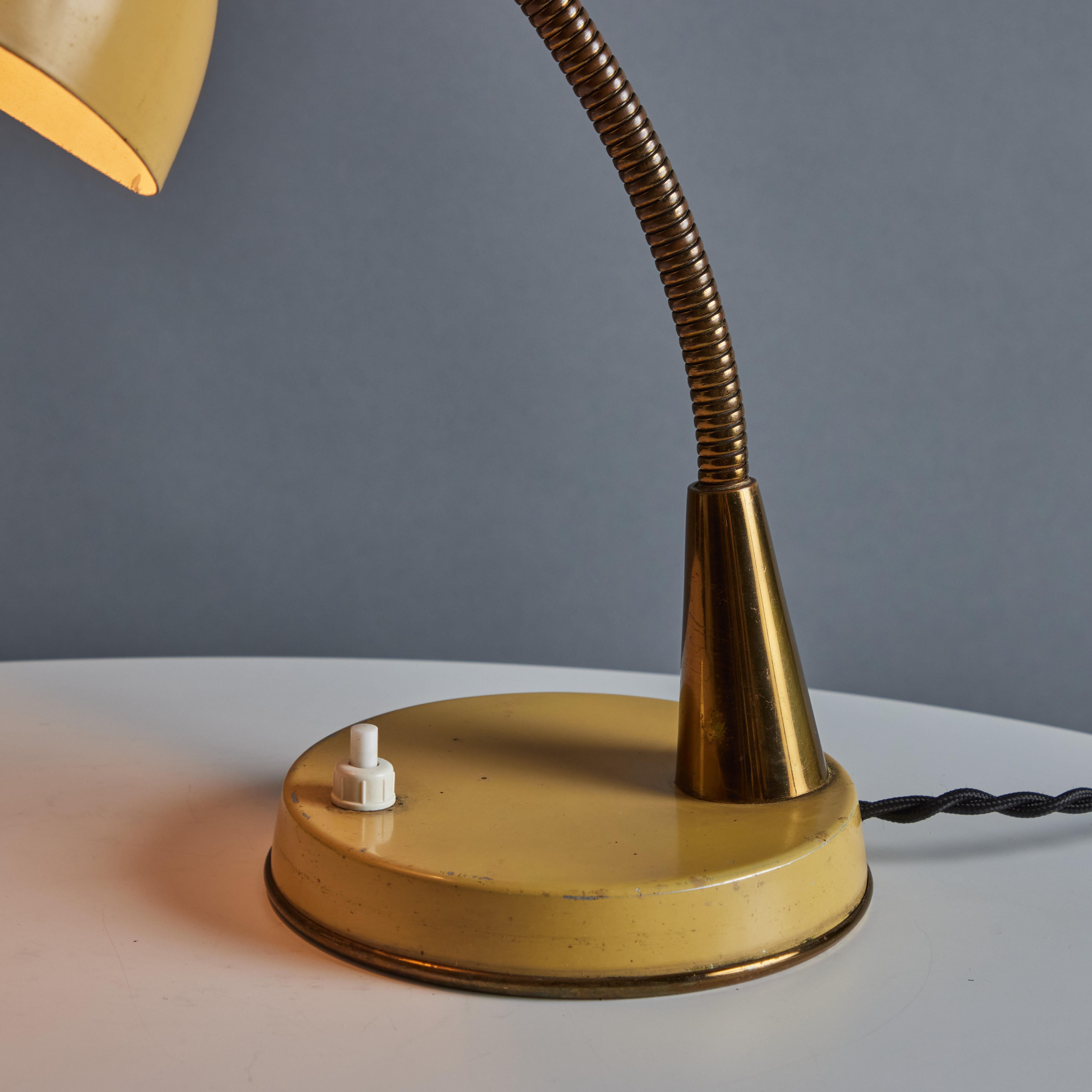 Mid-20th Century 1950s Perforated Painted Metal & Brass Table Lamp Attributed to Stilnovo For Sale