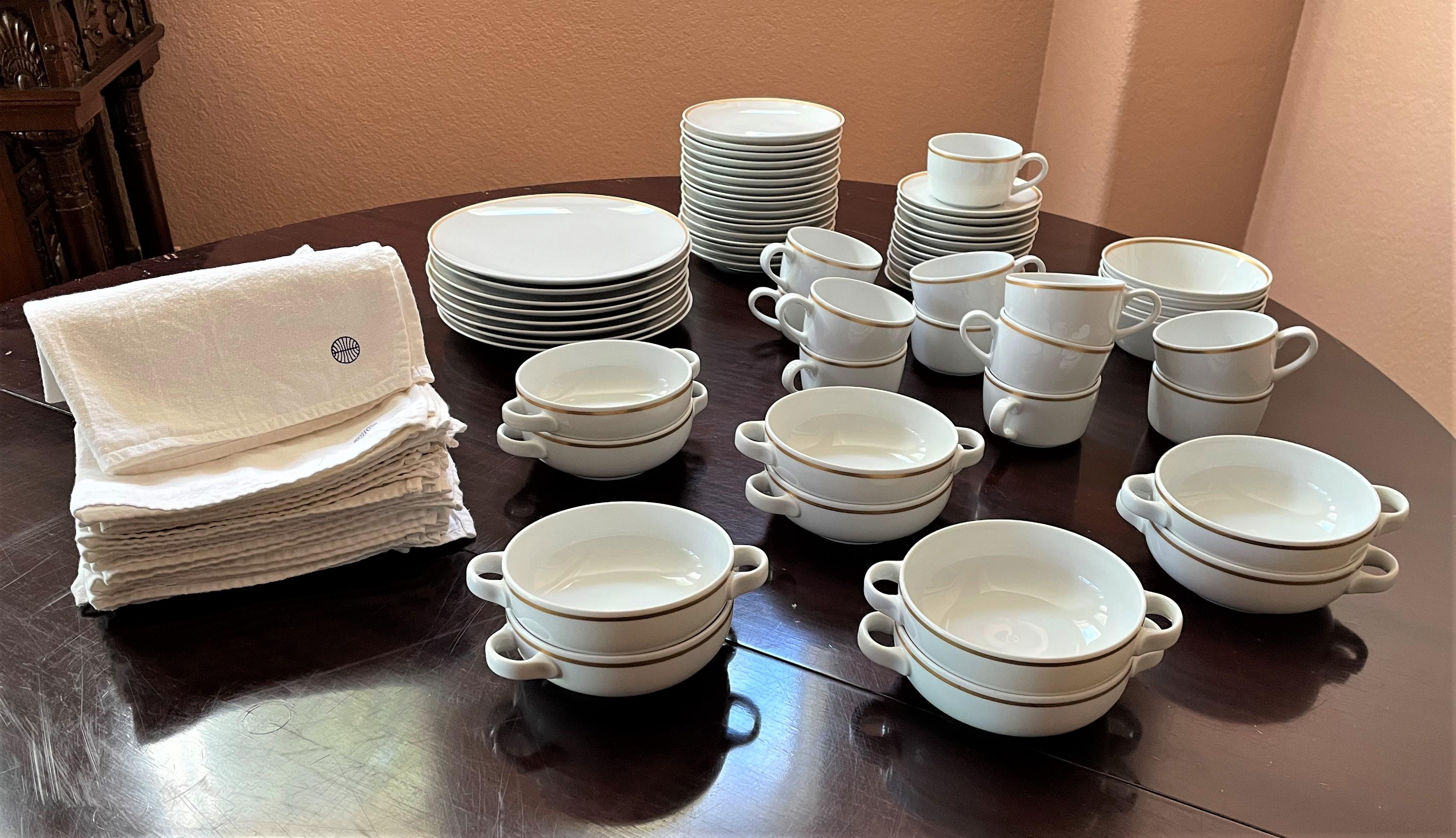 This vintage china service from the 1950s was made especially for Pan Am World Airways in Japan by Noritake. It was used on the iconic airline's trans-Atlantic flights in the 1950's, for First-Class passengers traveling from New York to London and