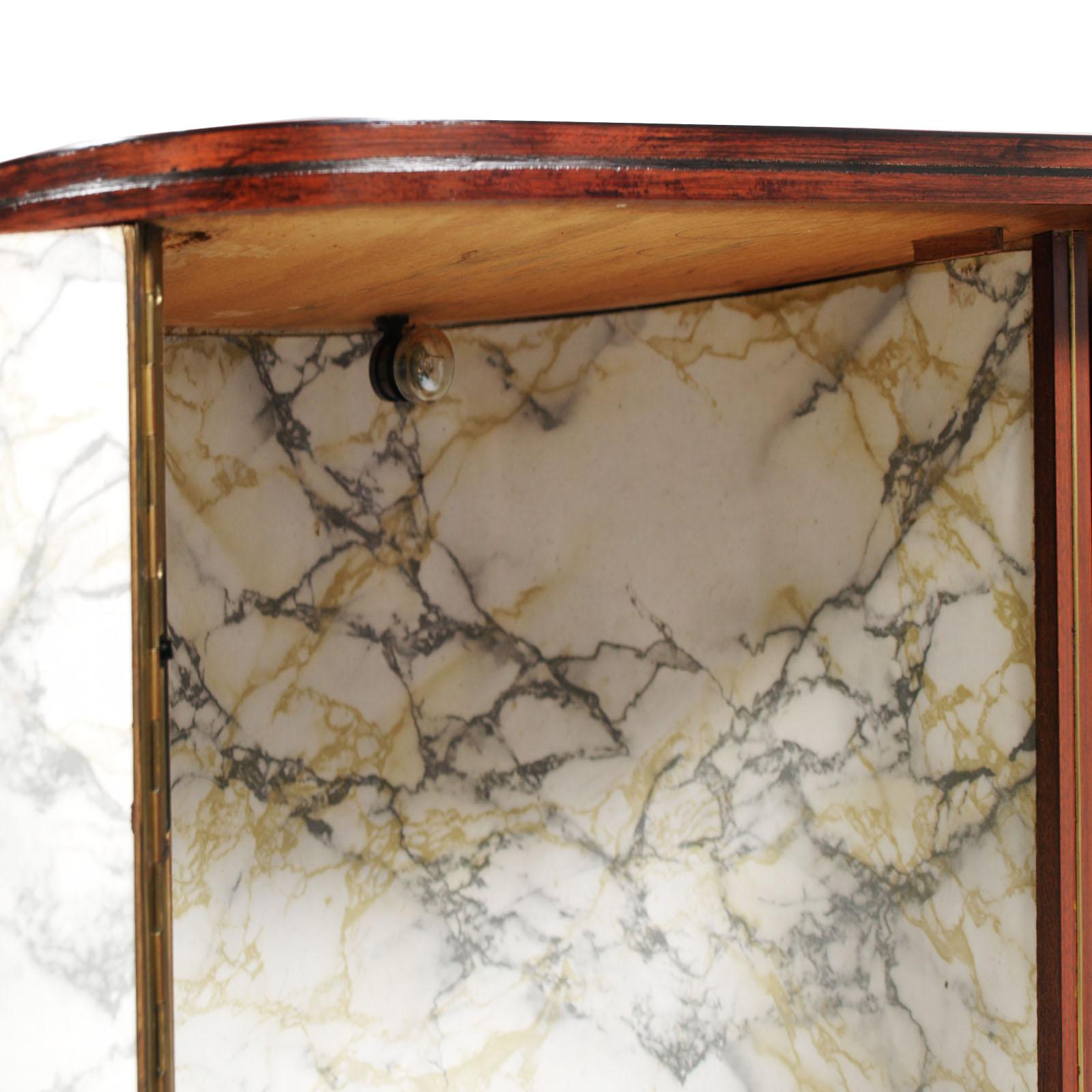 20th Century 1940s Paolo Buffa Attributed Dry Bar, Veneered Mahoghany , Faux Marble, Formica