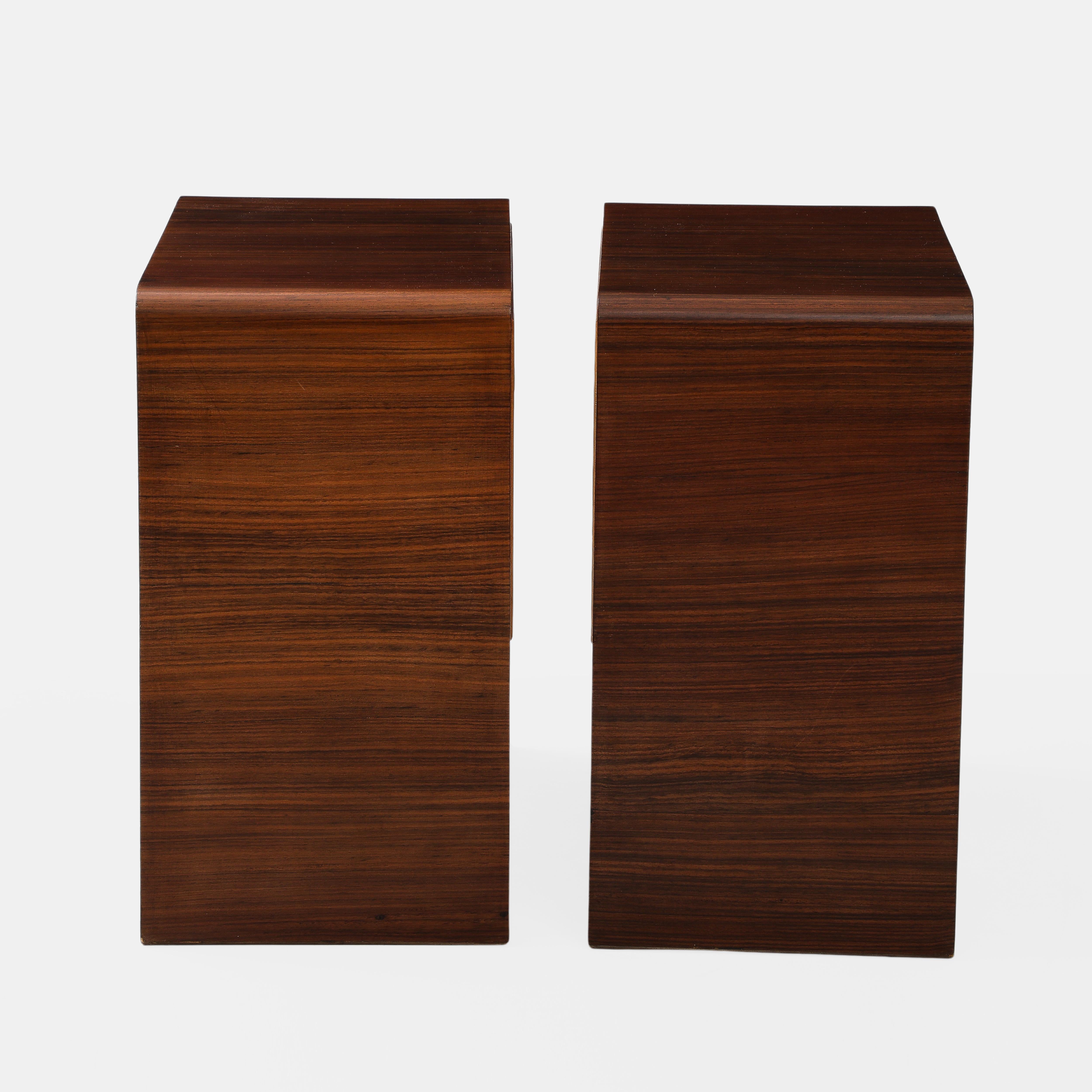 1950s Pair of Rosewood and Birchwood Nightstands or Bedside Tables In Good Condition For Sale In New York, NY