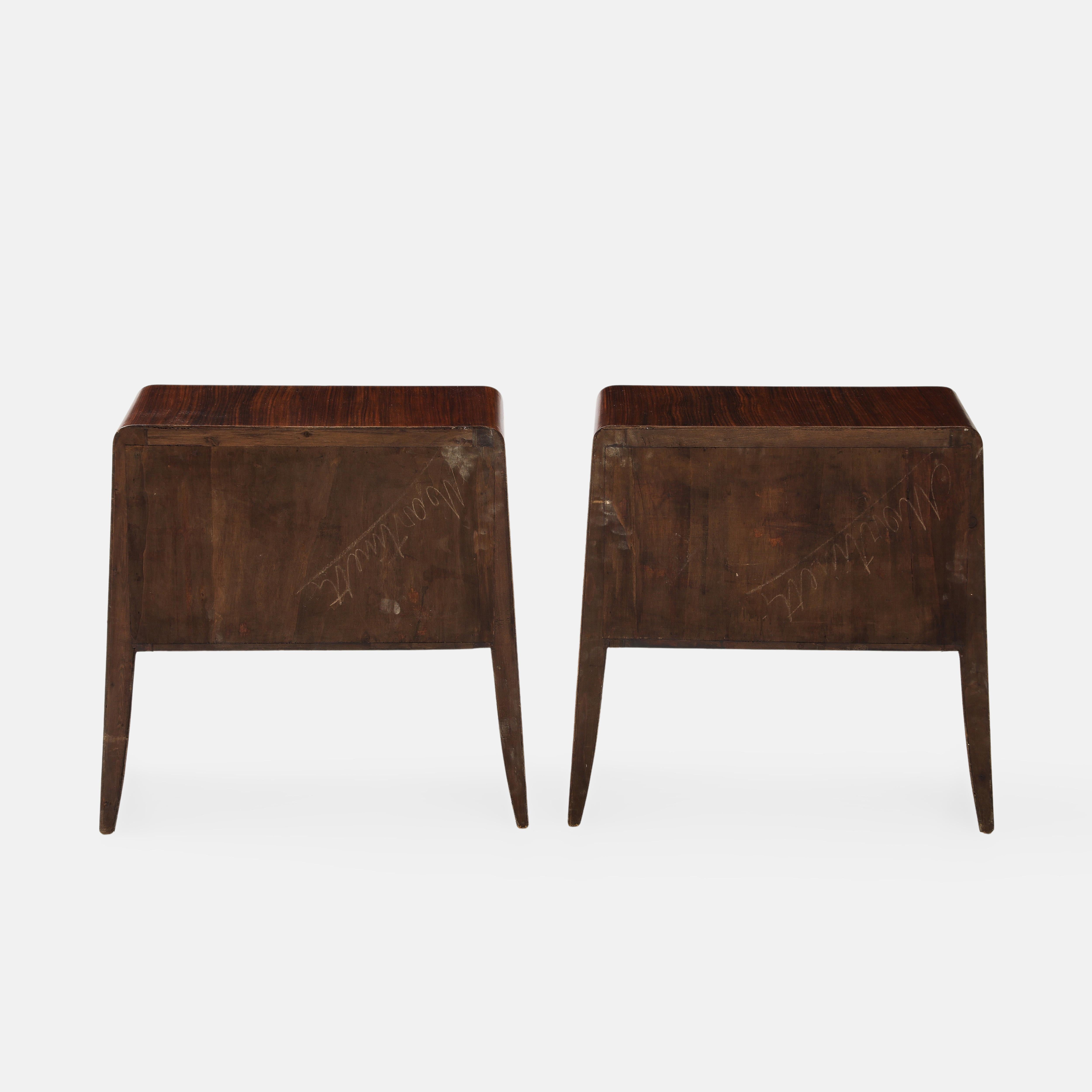 Mid-20th Century 1950s Pair of Rosewood and Birchwood Nightstands or Bedside Tables For Sale