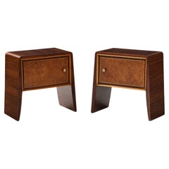 1950s Paolo Buffa Pair of Rosewood and Birchwood Nightstands or Bedside Tables