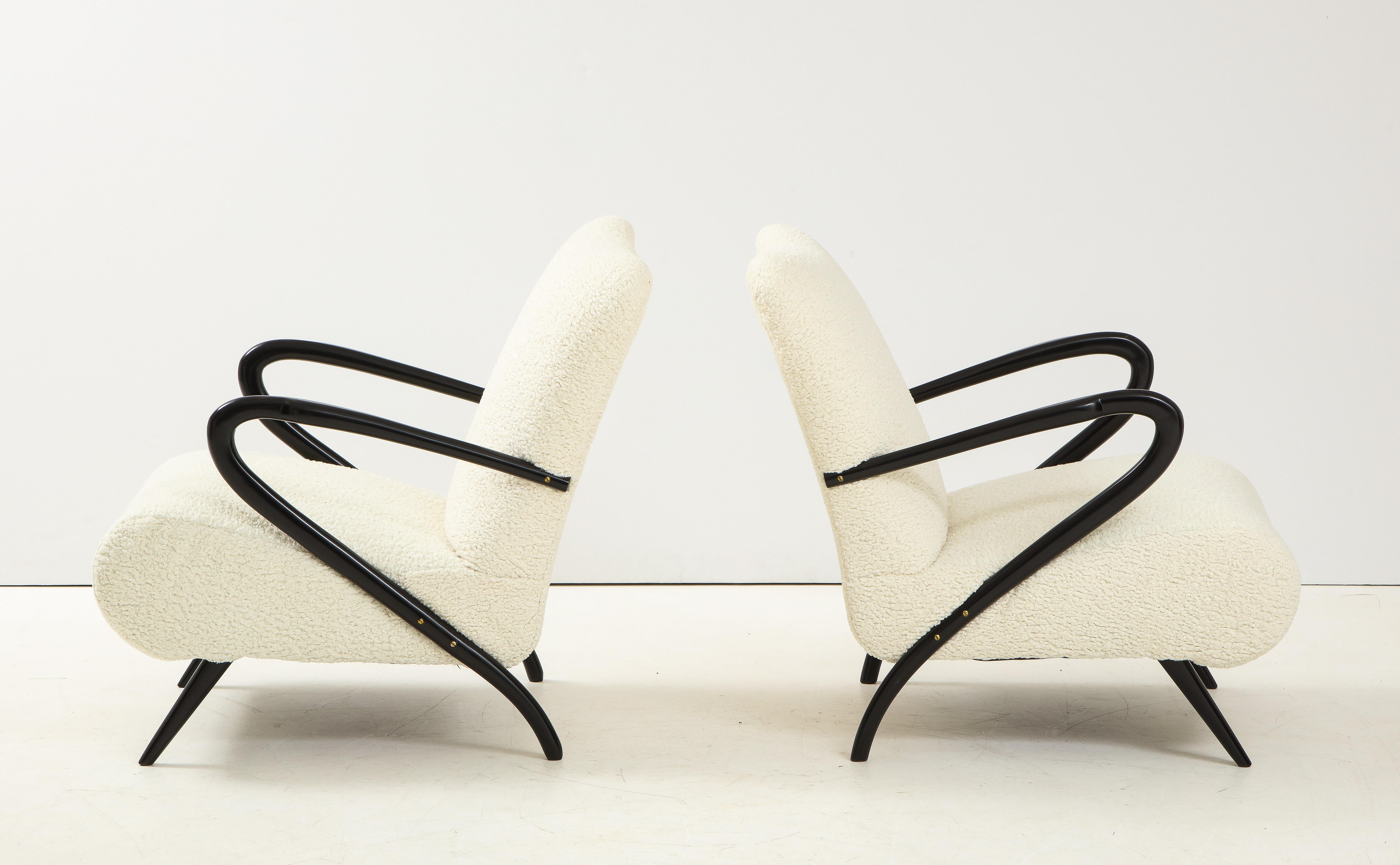 Mid-Century Modern 1950's Paolo Buffa Style Sculptural Lounge Chairs