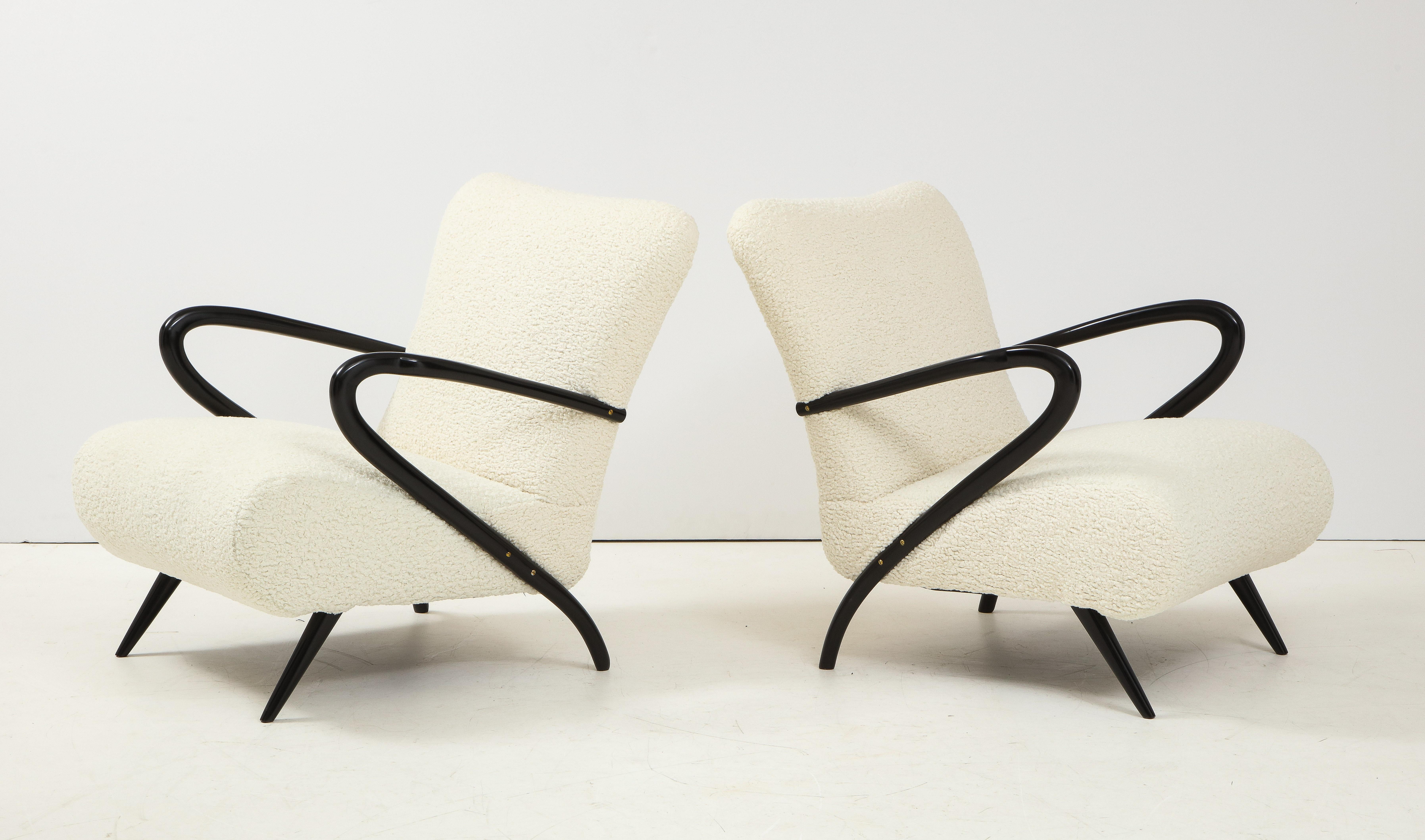 Mid-20th Century 1950's Paolo Buffa Style Sculptural Lounge Chairs