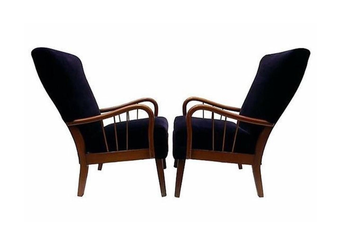 Mid-Century Modern 1950's Paolo Buffa Style Midcentury Italian Lounge Chairs