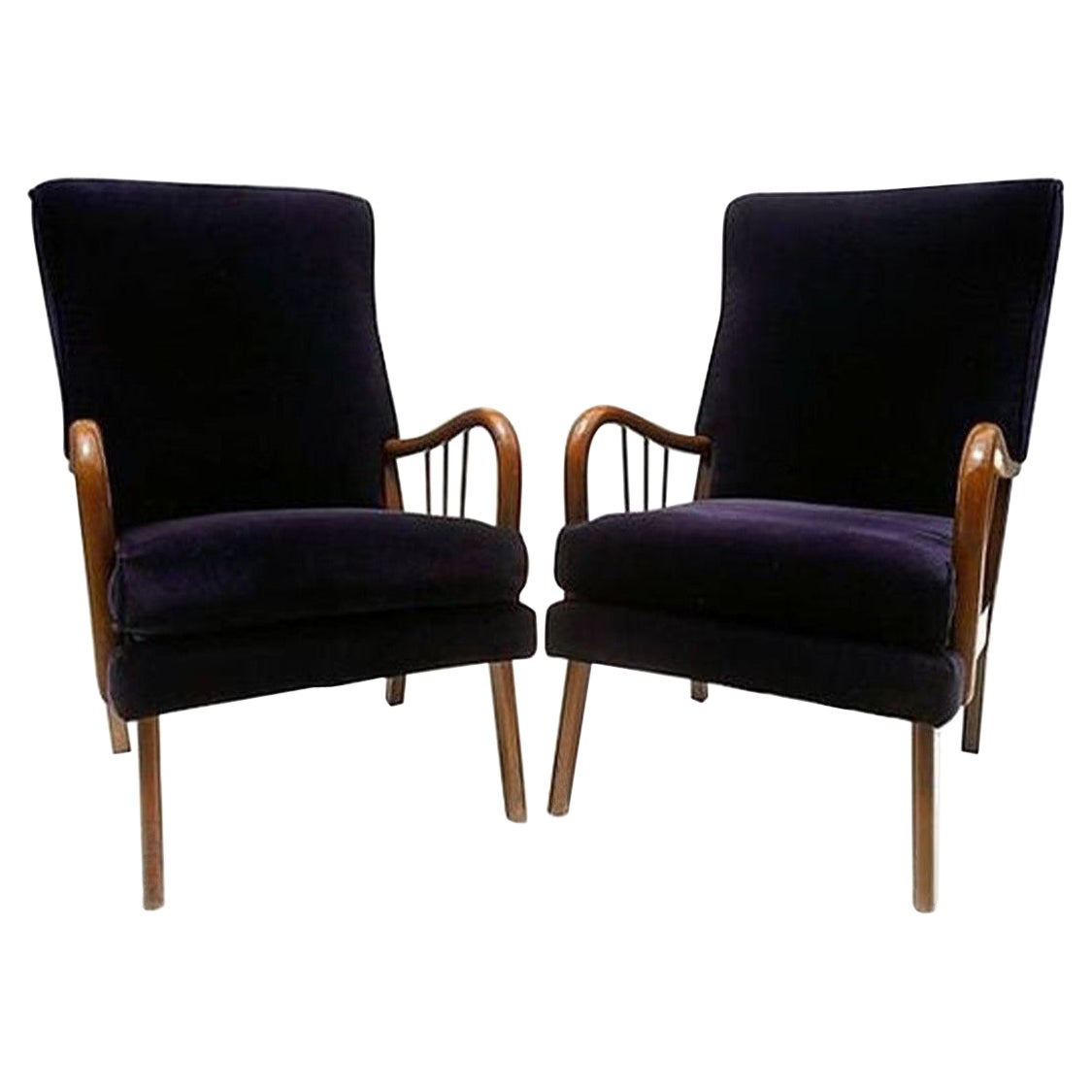 1950
s Paolo Buffa Style Midcentury Italian Lounge Chairs