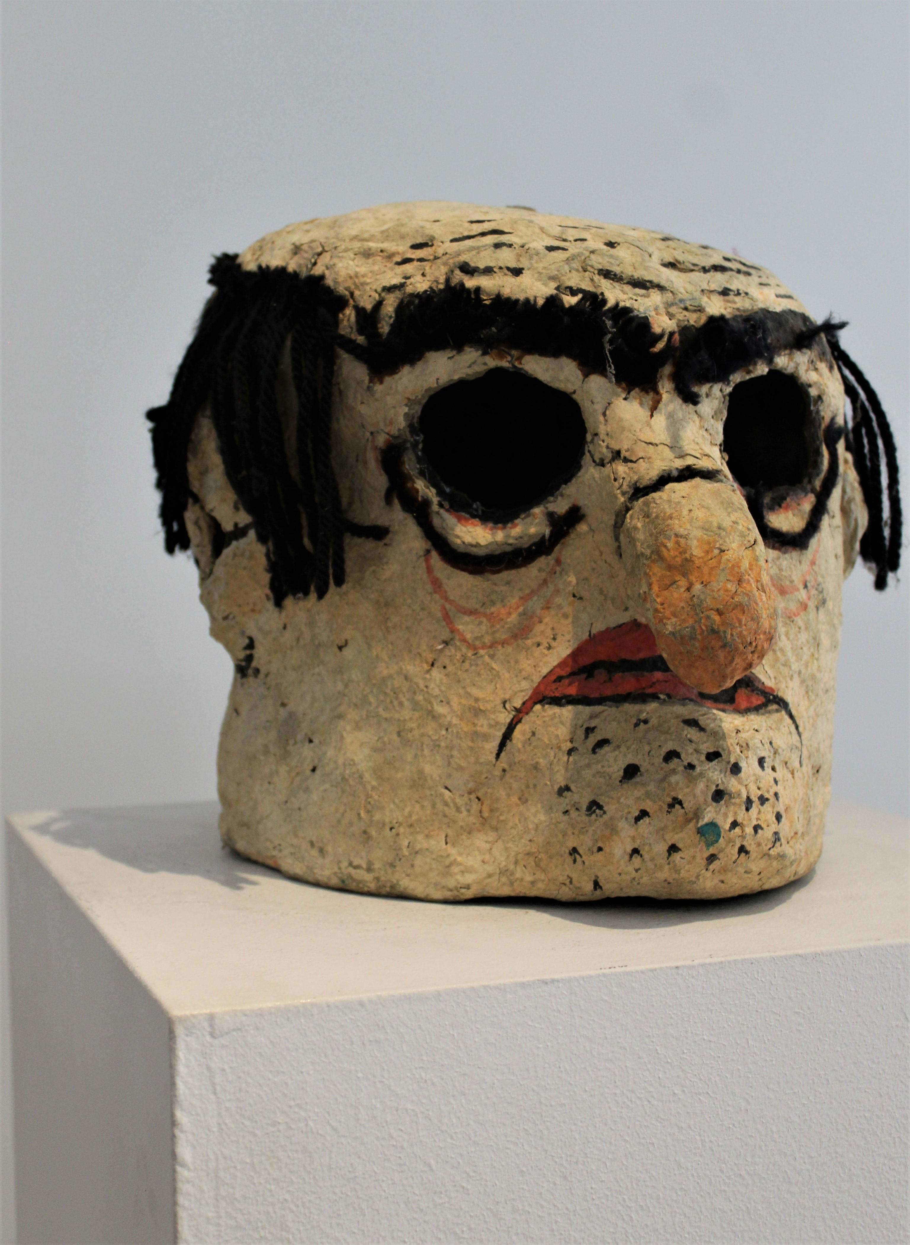 Folk Art 1950's Papier mâché french theatre head For Sale