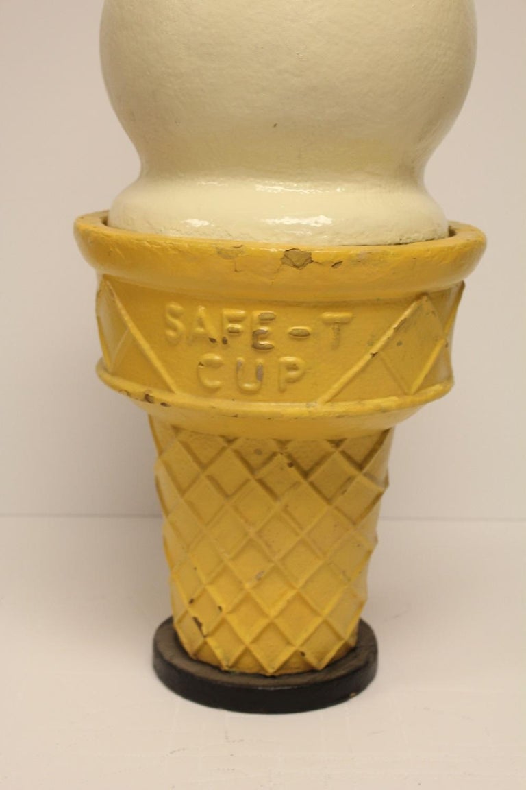 1950s Papier Mâché Ice Cream Cone Trade Sign "Eatitall" For Sale at