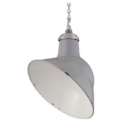 1950's Parabolic Grey Vitreous Enamel Factory Ceiling Light by Thorlux 1950's Parabolic Grey Vitreous Enamel Factory Ceiling Light by Thorlux