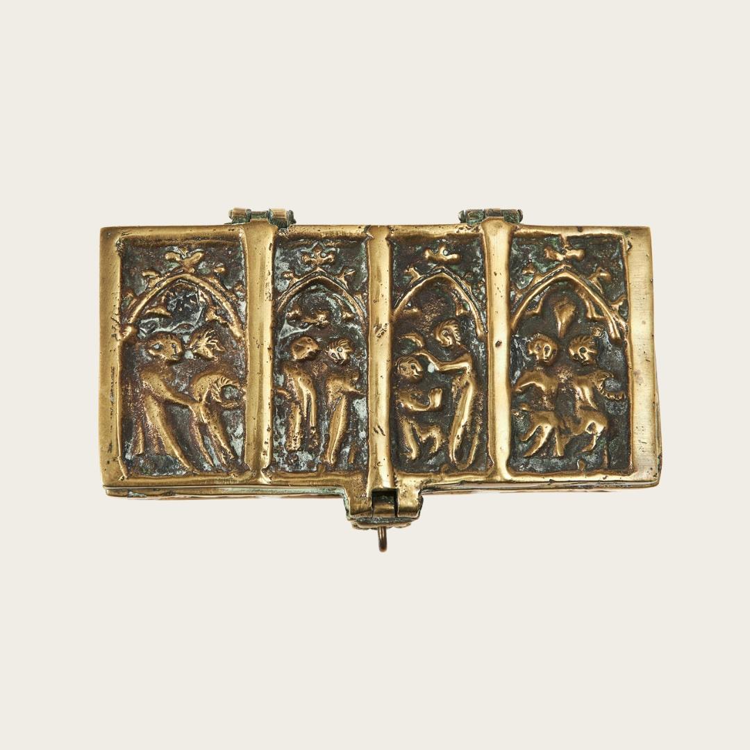 Suédois 1950s Patinated Brass Relief Box en vente
