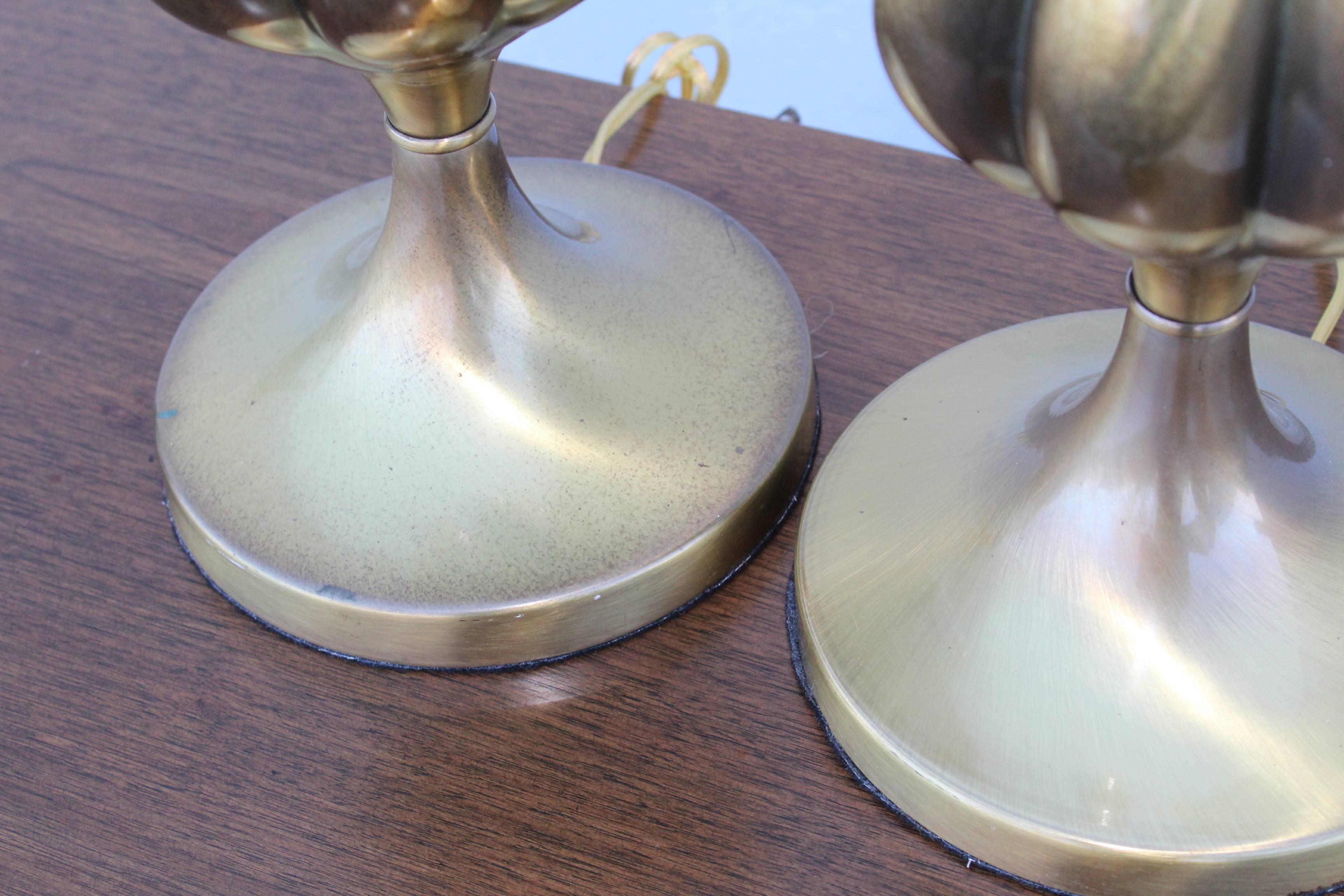 1950s Patinated Brass Stiffel Table Lamps For Sale 2