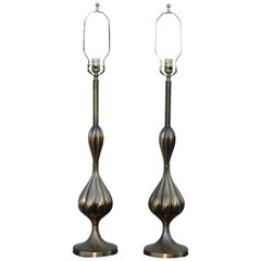 1950er Jahre Stiffel-Tischlampen aus patiniertem Messing