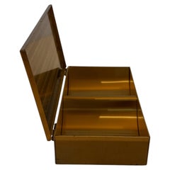 Caja de cigarrillos de latón patinado de los años 50 con un paisaje japonés